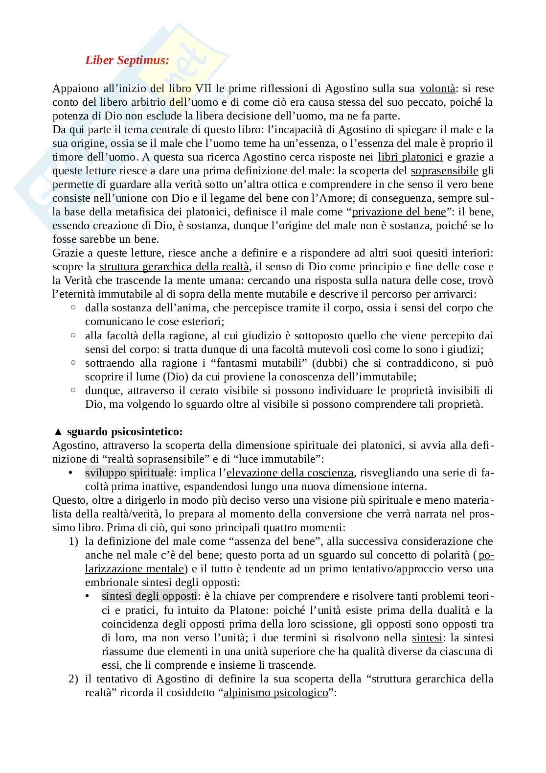 Riassunto esame Letteratura cristiana antica, Prof. Santorelli Paola, libro consigliato Le Confessioni, Agostino Pag. 16