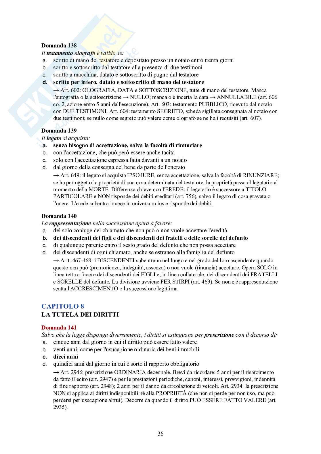 Diritto privato – 150 crocette commentate con articoli del Codice civile Pag. 36