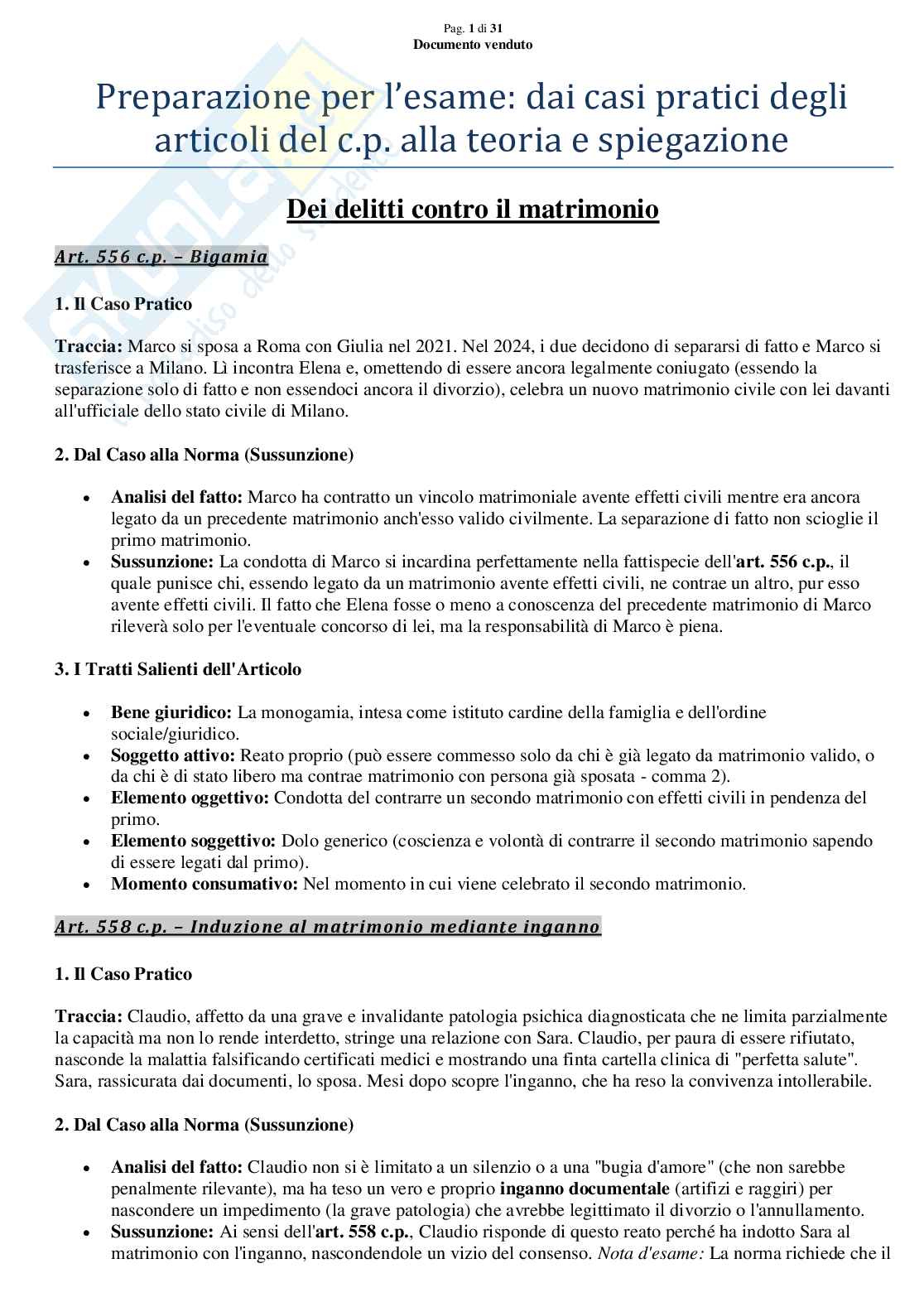 Dai casi pratici all'articolo: allenamento ed esercizi di diritto penale 2 per la parte dei delitti contro la persona Pag. 1