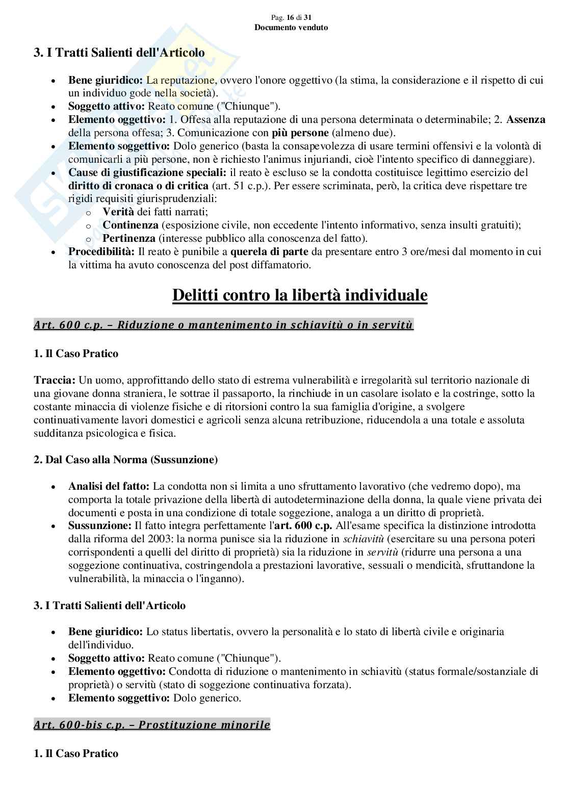 Dai casi pratici all'articolo: allenamento ed esercizi di diritto penale 2 per la parte dei delitti contro la persona Pag. 16