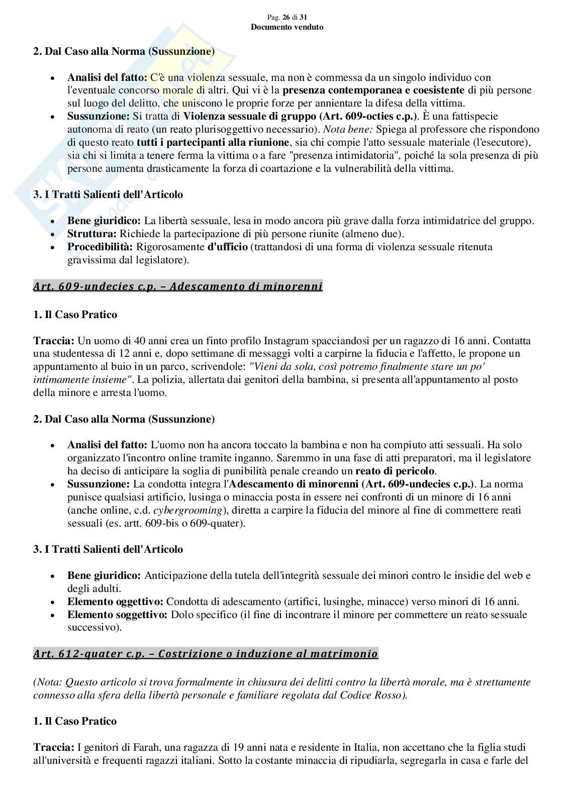 Dai casi pratici all'articolo: allenamento ed esercizi di diritto penale 2 per la parte dei delitti contro la persona Pag. 26
