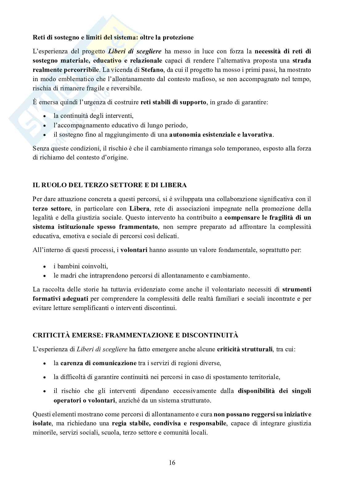 Riassunto esame Pedagogia dell'infanzia, dell'adolescenza e diritti del bambino, Prof. Rizzo Faustino, libro consigliato Il lavoro socioeducativo nei contesti mafiosi, Rizzo Pag. 16