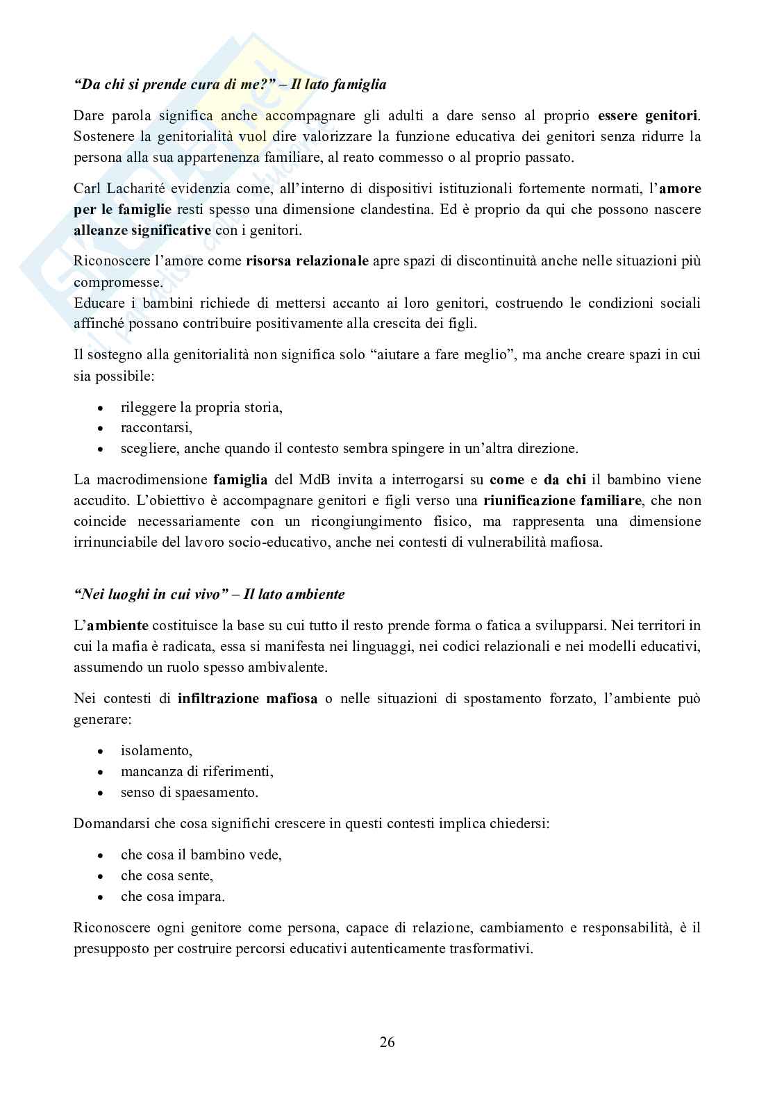 Riassunto esame Pedagogia dell'infanzia, dell'adolescenza e diritti del bambino, Prof. Rizzo Faustino, libro consigliato Il lavoro socioeducativo nei contesti mafiosi, Rizzo Pag. 26
