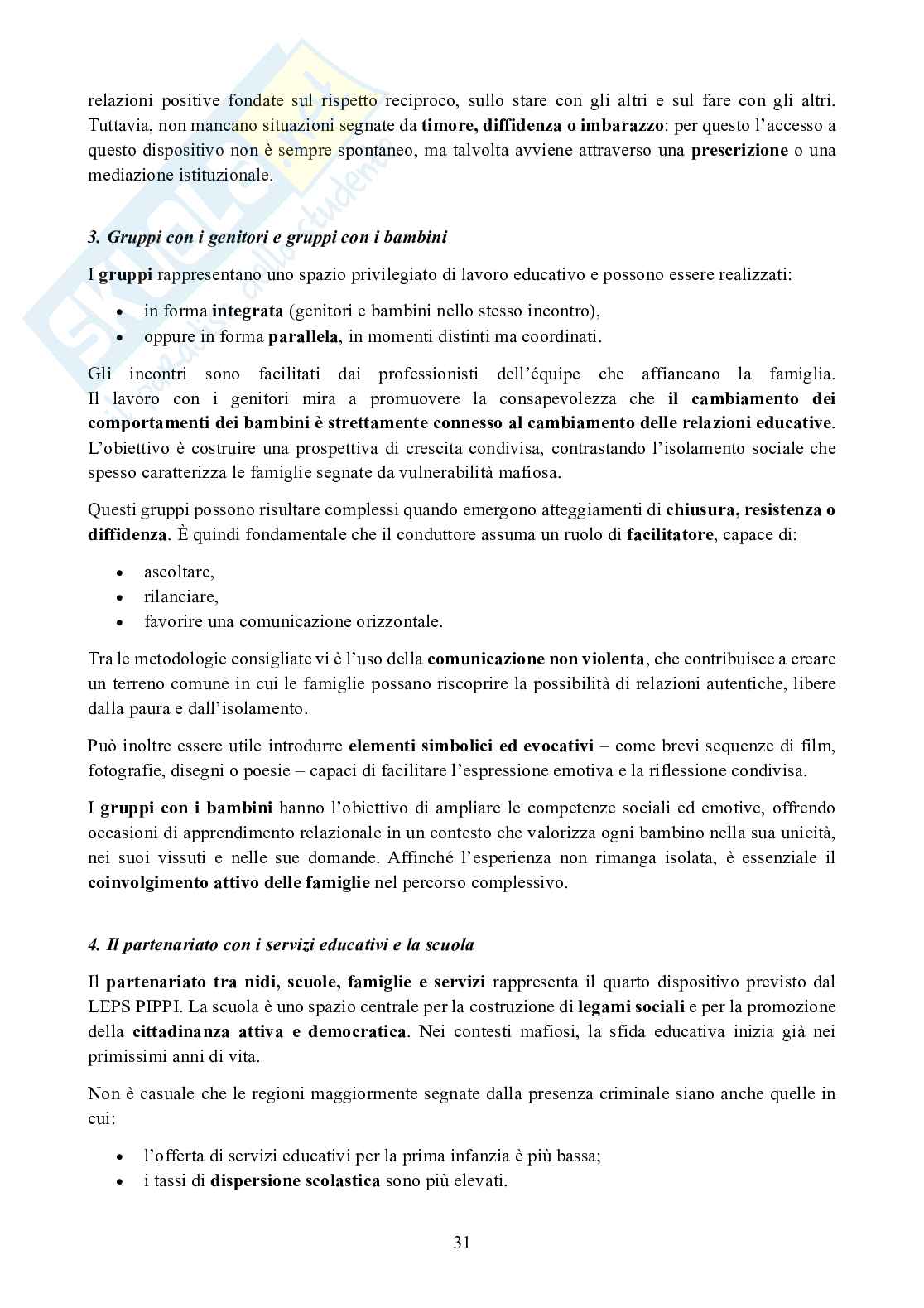 Riassunto esame Pedagogia dell'infanzia, dell'adolescenza e diritti del bambino, Prof. Rizzo Faustino, libro consigliato Il lavoro socioeducativo nei contesti mafiosi, Rizzo Pag. 31