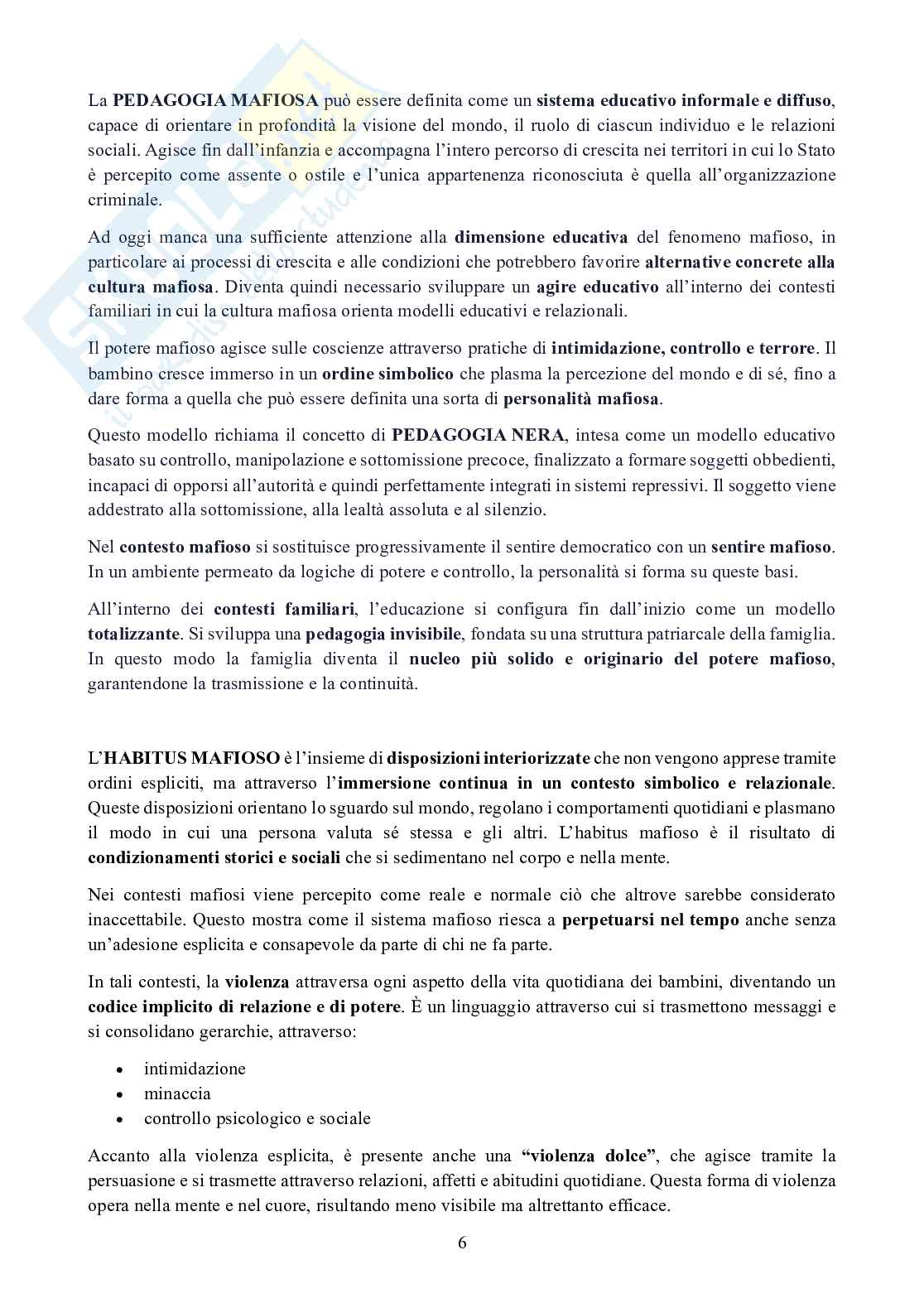 Riassunto esame Pedagogia dell'infanzia, dell'adolescenza e diritti del bambino, Prof. Rizzo Faustino, libro consigliato Il lavoro socioeducativo nei contesti mafiosi, Rizzo Pag. 6