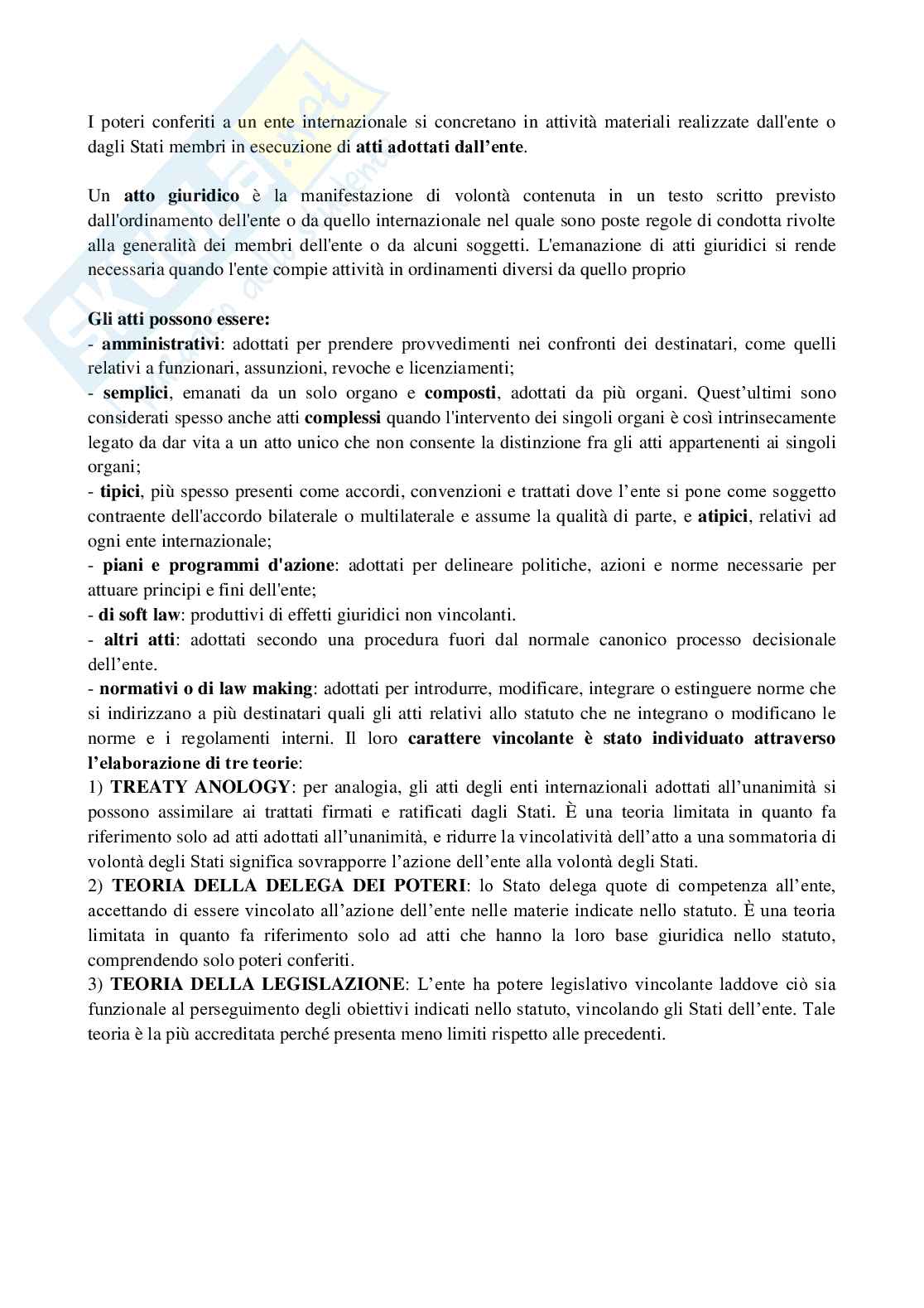 Appunti esame Diritto internazionale, prof. Biagioni, L'ordinamento delle organizzazioni internazionali Pag. 2