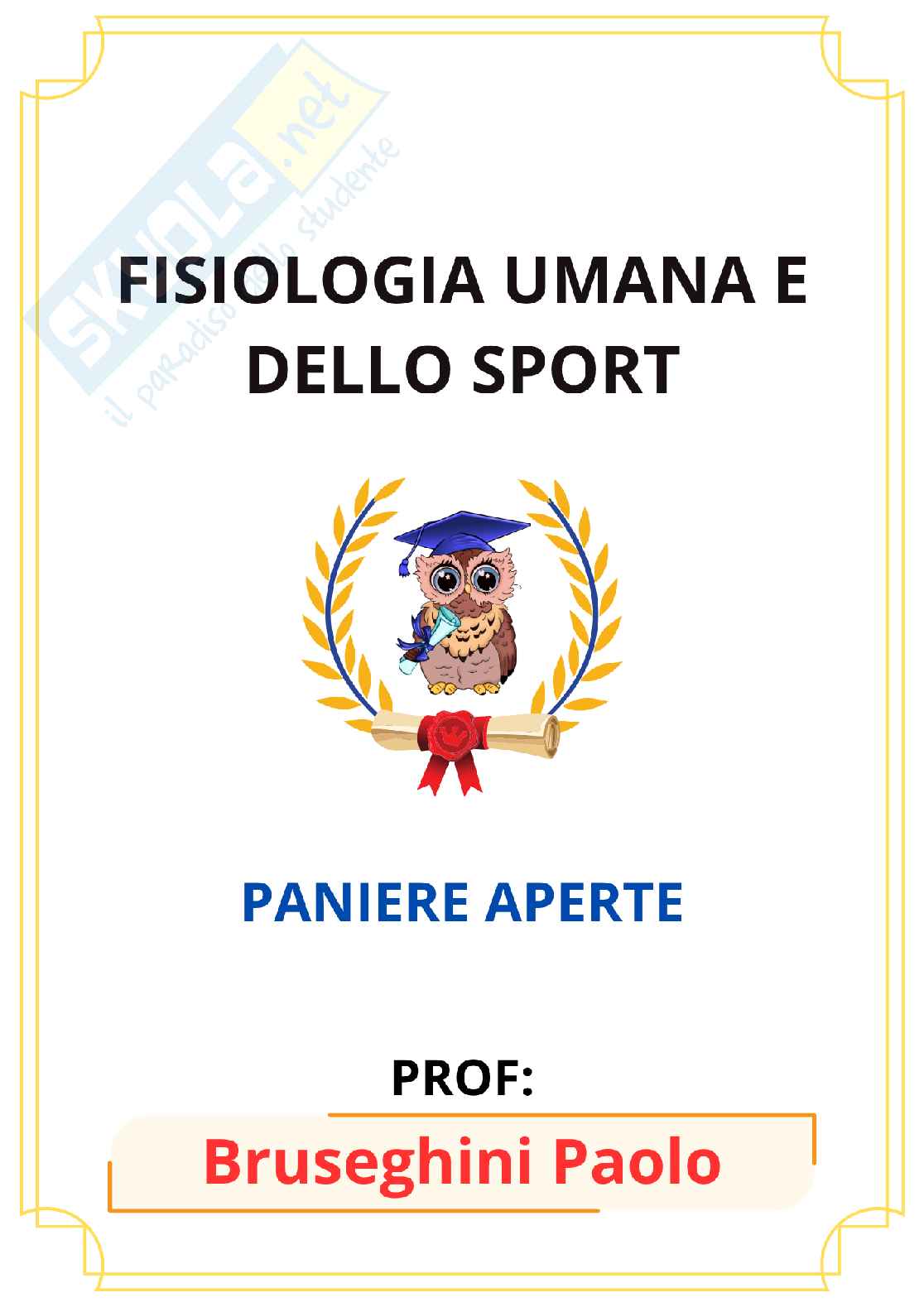 Paniere Fisiologia umana e dello sport (2026) - Risposte aperte corrette  Pag. 1