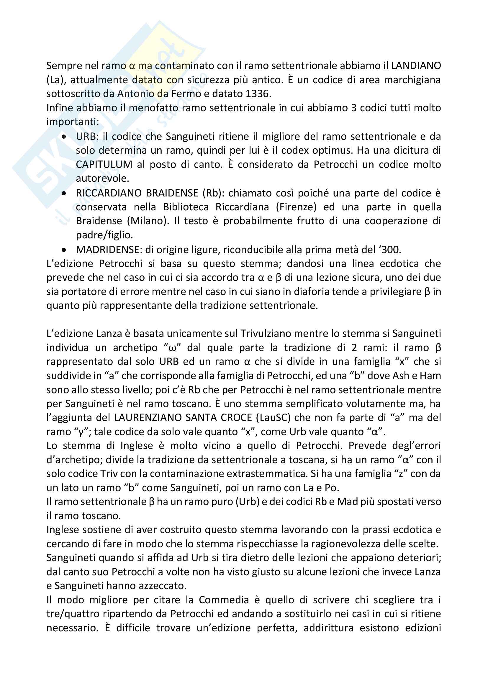 Filologia e critica dantesca: appunti dettagliati Pag. 31