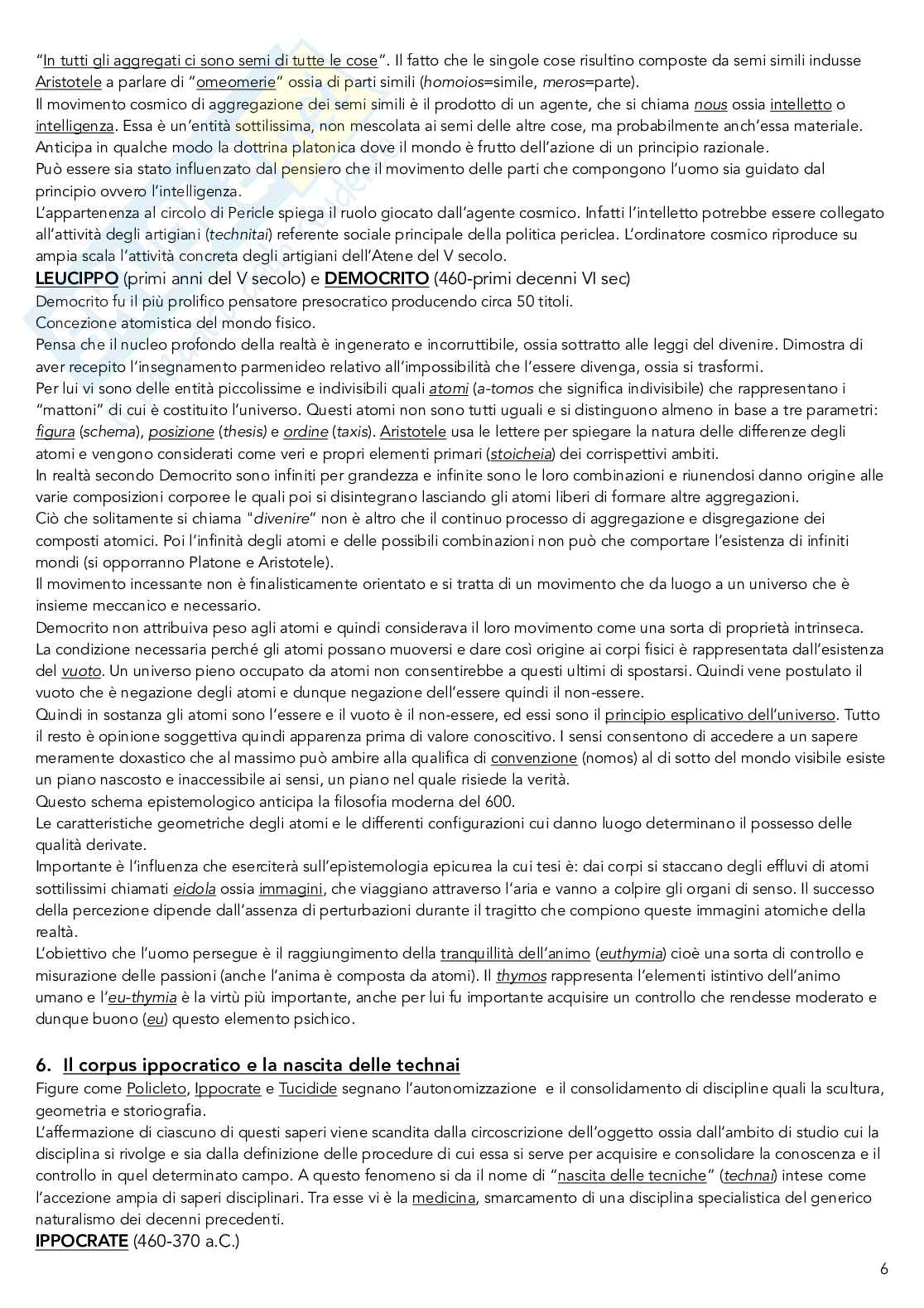 Riassunto esame Storia della filosofia antica, prof. Lavecchia, libro consigliato l'esercizio della ragione nel mondo classico, Ferrari Pag. 6