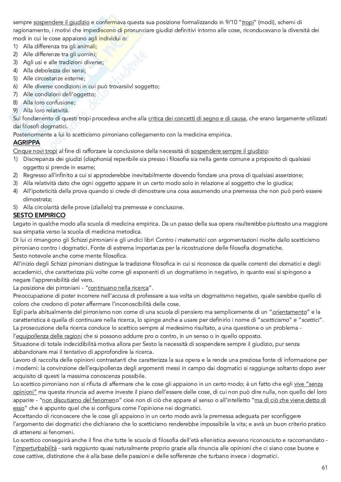 Riassunto esame Storia della filosofia antica, prof. Lavecchia, libro consigliato l'esercizio della ragione nel mondo classico, Ferrari Pag. 61