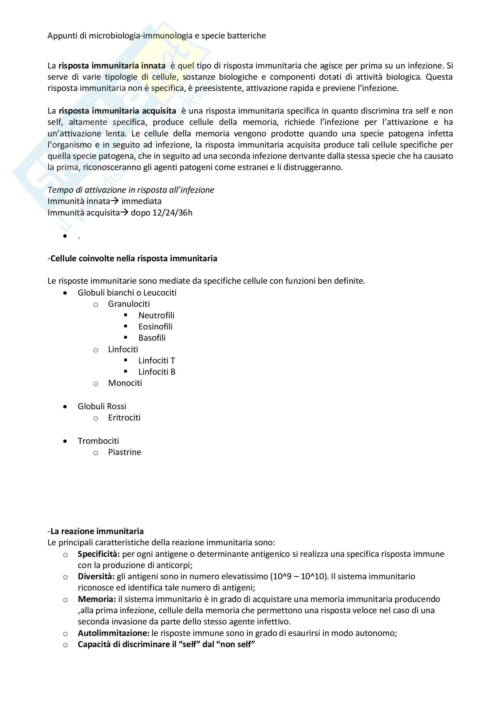 Appunti immunologia: infezioni batteriche micotiche e patologie Pag. 2