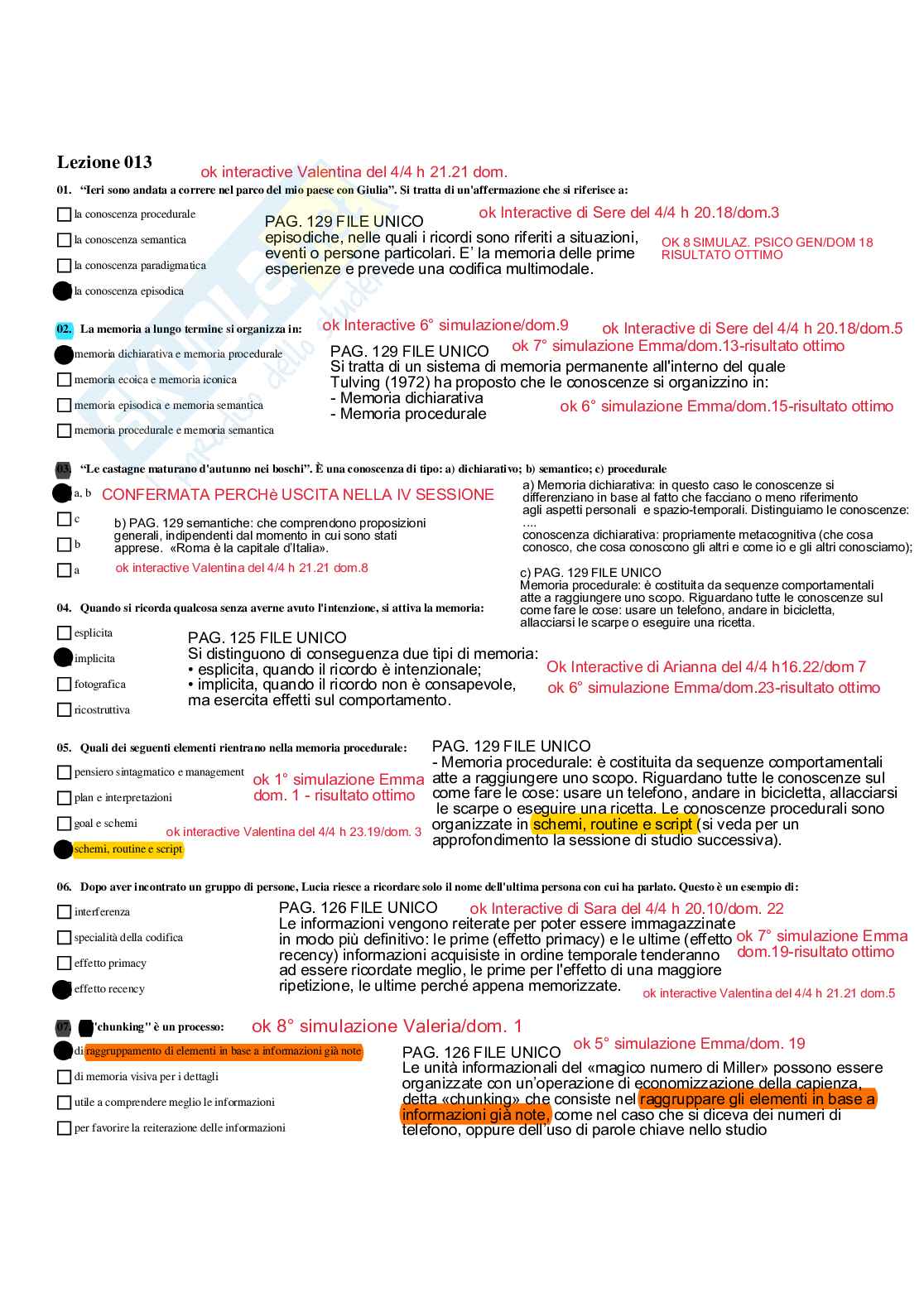 Paniere Psicologia dell'apprendimento - Risposte multiple - aggiornato (2026) Pag. 16