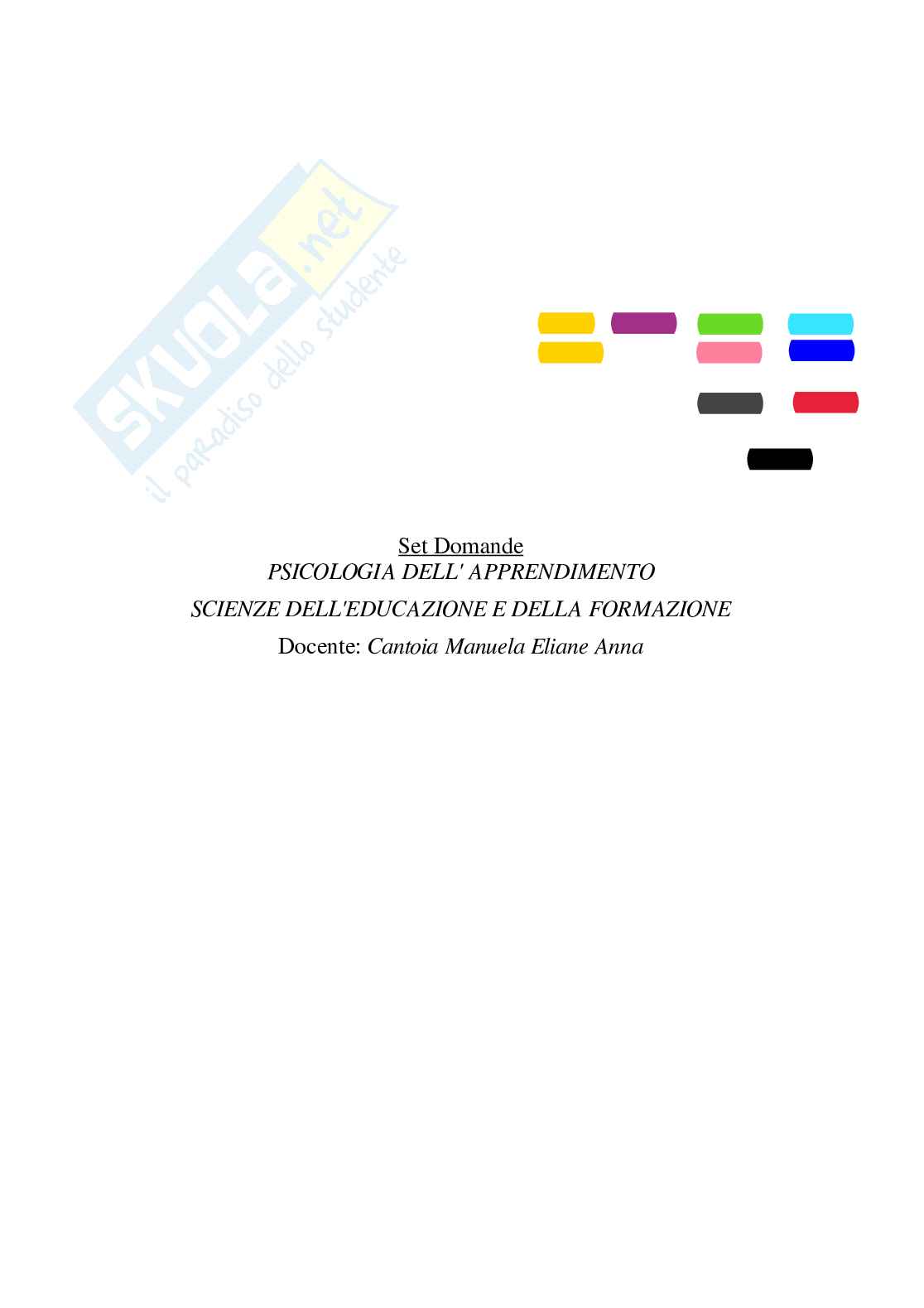 Paniere Psicologia dell'apprendimento - Risposte multiple - aggiornato (2026) Pag. 2