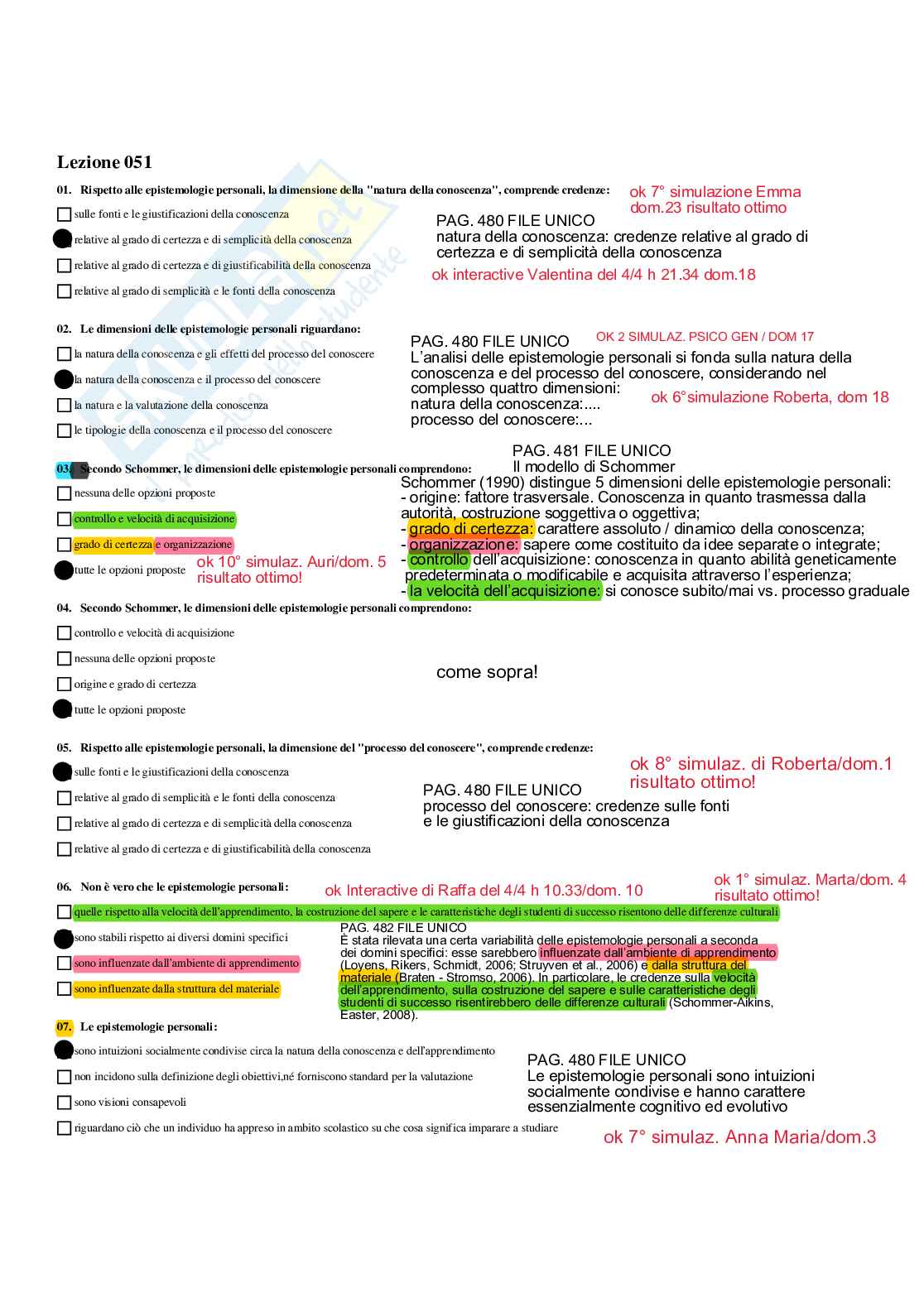 Paniere Psicologia dell'apprendimento - Risposte multiple - aggiornato (2026) Pag. 61