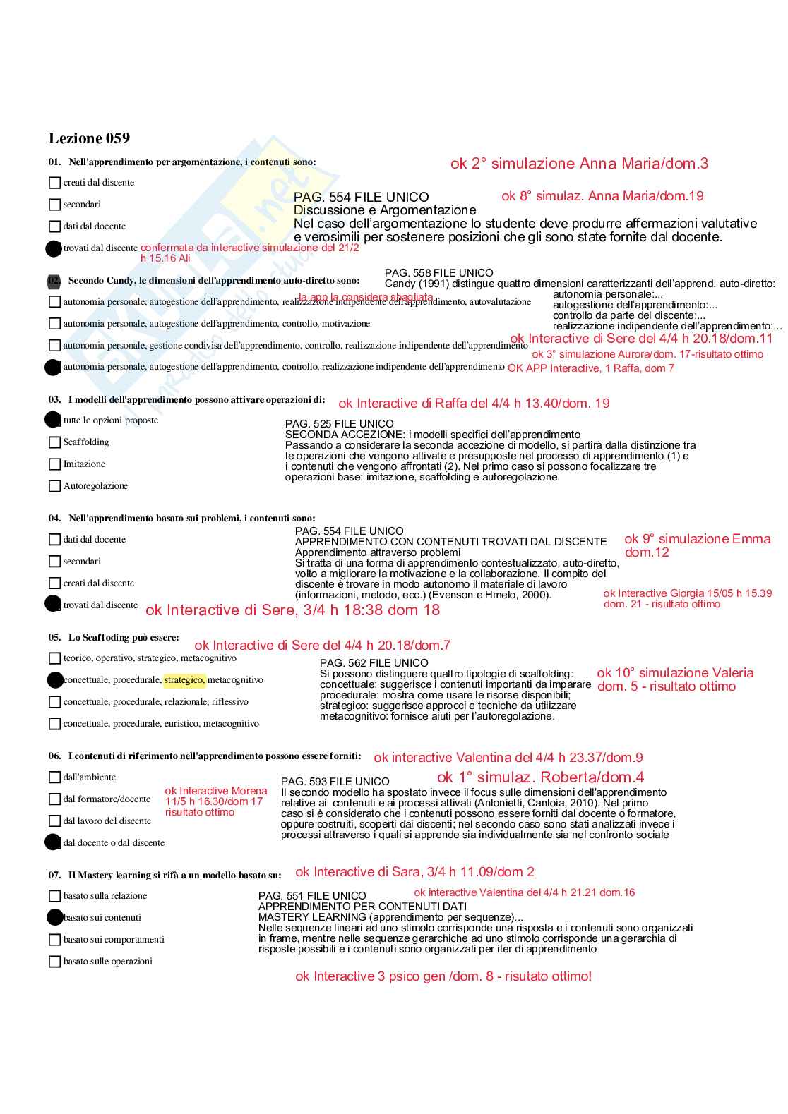 Paniere Psicologia dell'apprendimento - Risposte multiple - aggiornato (2026) Pag. 71