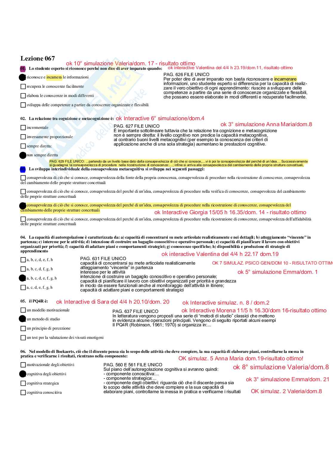 Paniere Psicologia dell'apprendimento - Risposte multiple - aggiornato (2026) Pag. 81