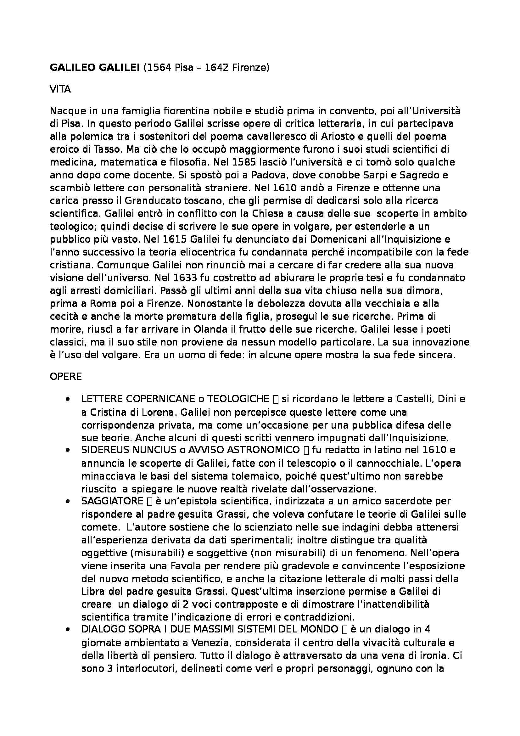 Letteratura Italiana Galileo Galilei