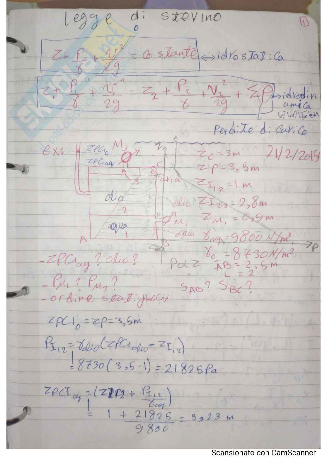 Esercizi svolti di Idraulica: idrostatica e idrodinamica Pag. 1