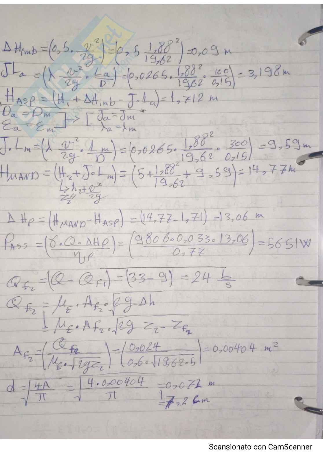 Esercizi svolti di Idraulica: idrostatica e idrodinamica Pag. 36