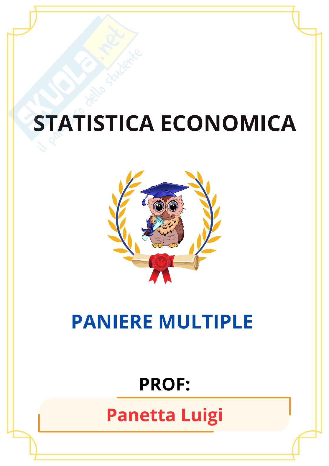 Paniere Statistica economica (2026) - Risposte multiple corrette Pag. 1