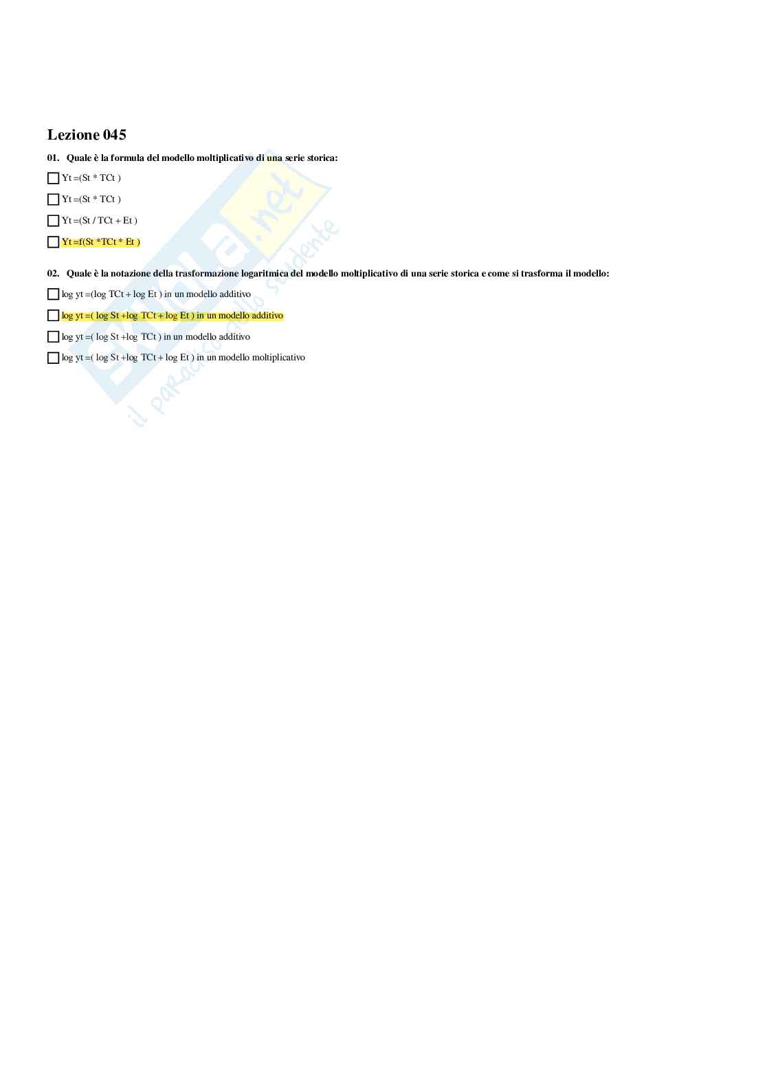 Paniere Statistica economica (2026) - Risposte multiple corrette Pag. 41