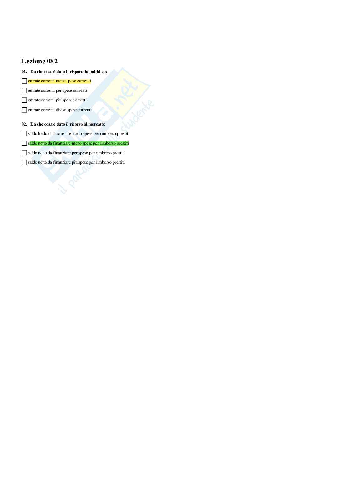 Paniere Statistica economica (2026) - Risposte multiple corrette Pag. 66