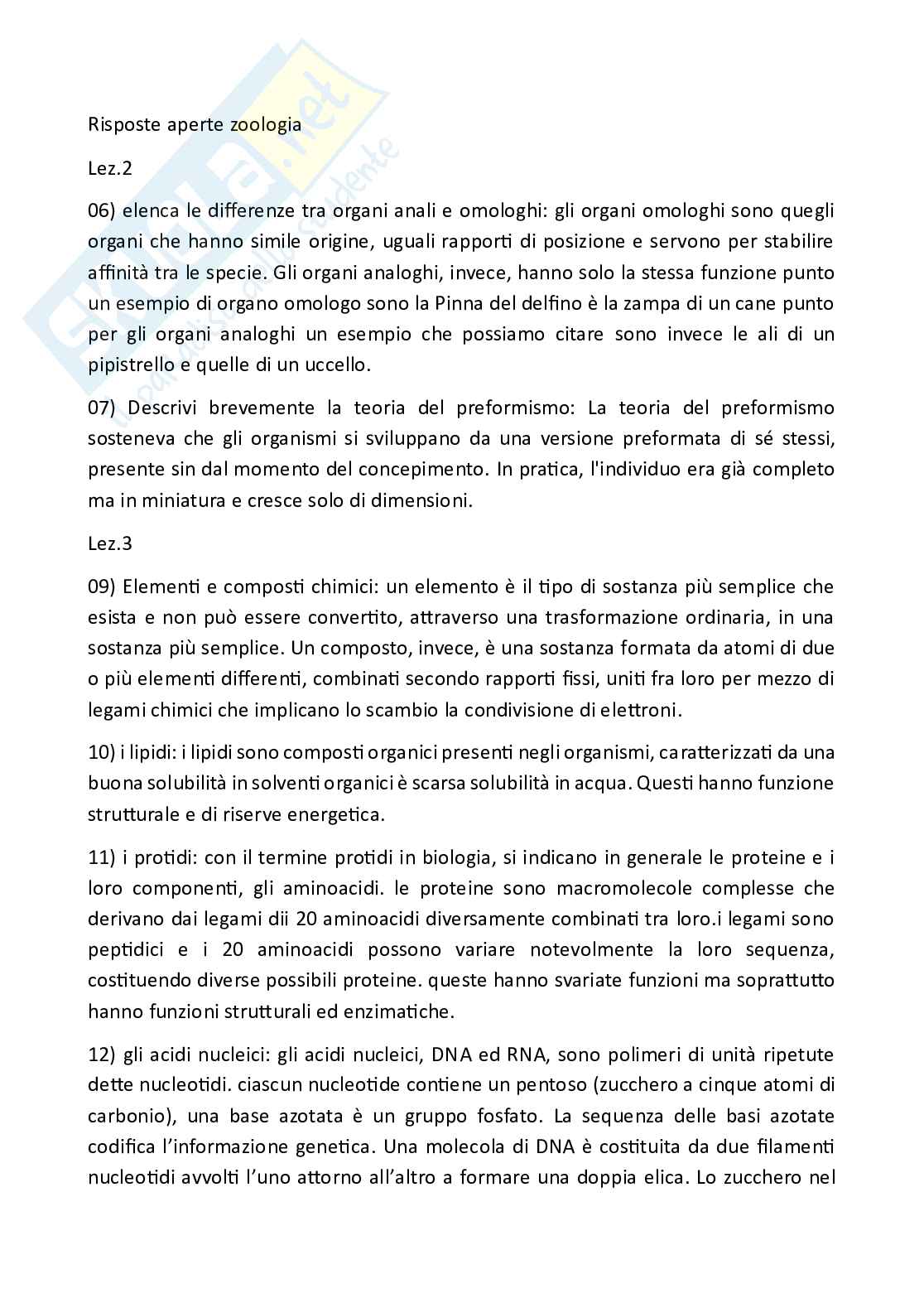 Paniere Zoologia  - Risposte aperte - aggiornato (2026) Pag. 2