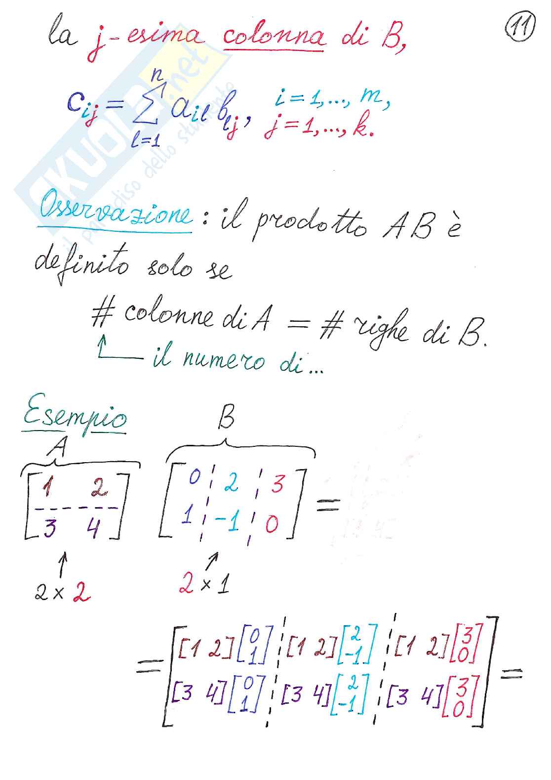 Algebra delle matrici Pag. 11