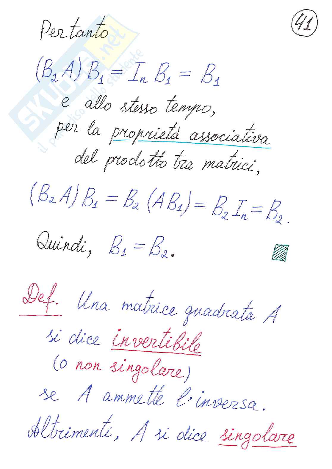 Algebra delle matrici Pag. 41