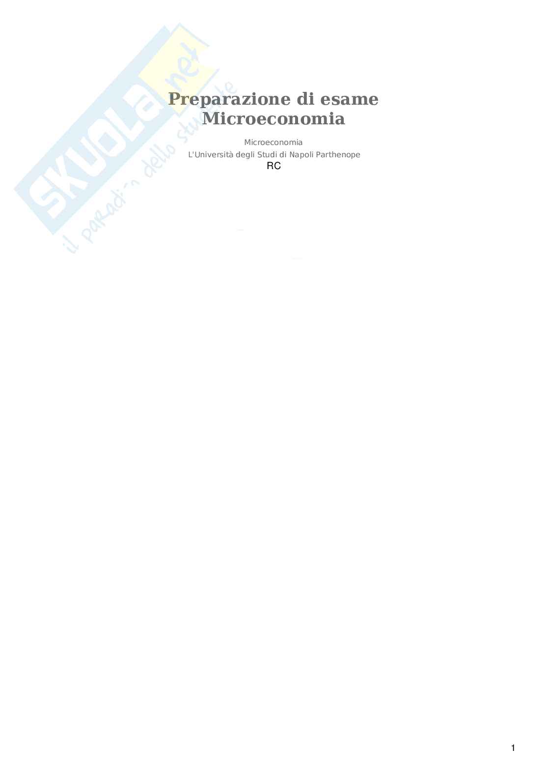 Microeconomia: preparazione dell'esame  Pag. 1