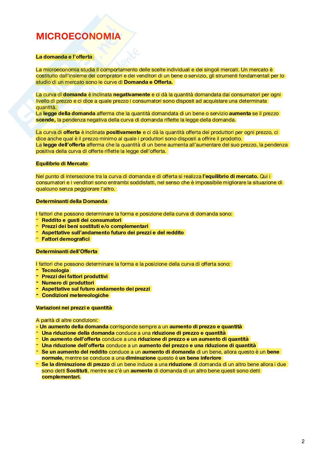 Microeconomia: preparazione dell'esame  Pag. 2