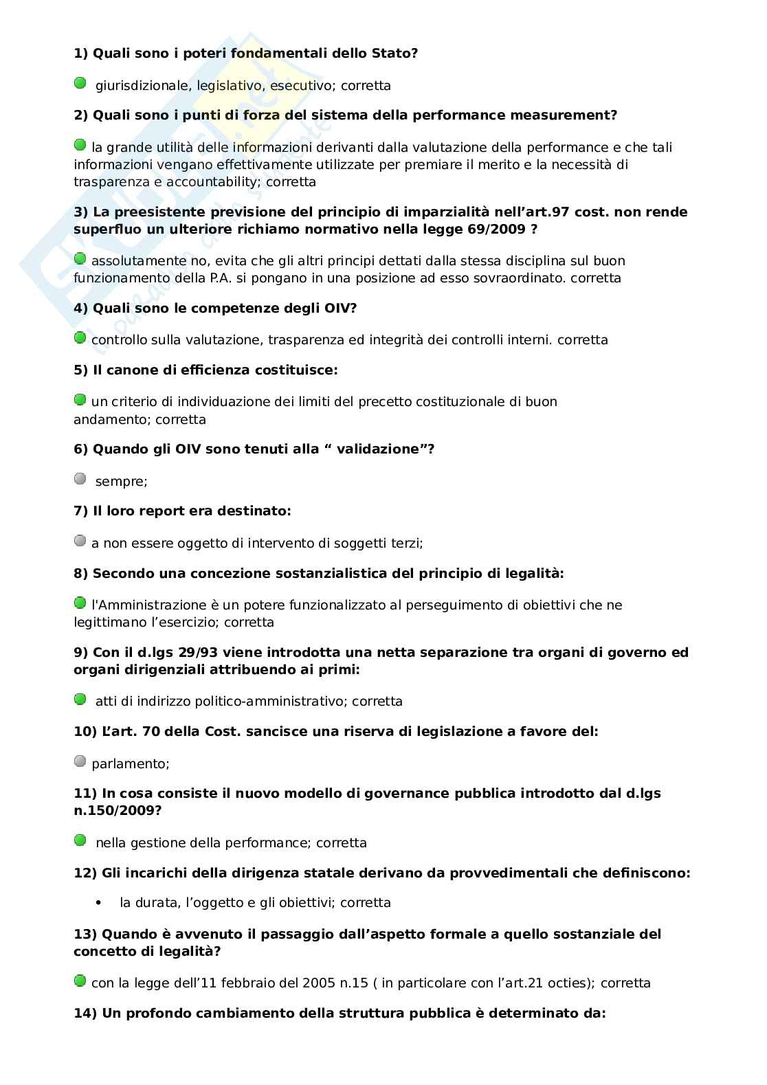 Risposte multiple diritto amministrativo Pag. 1