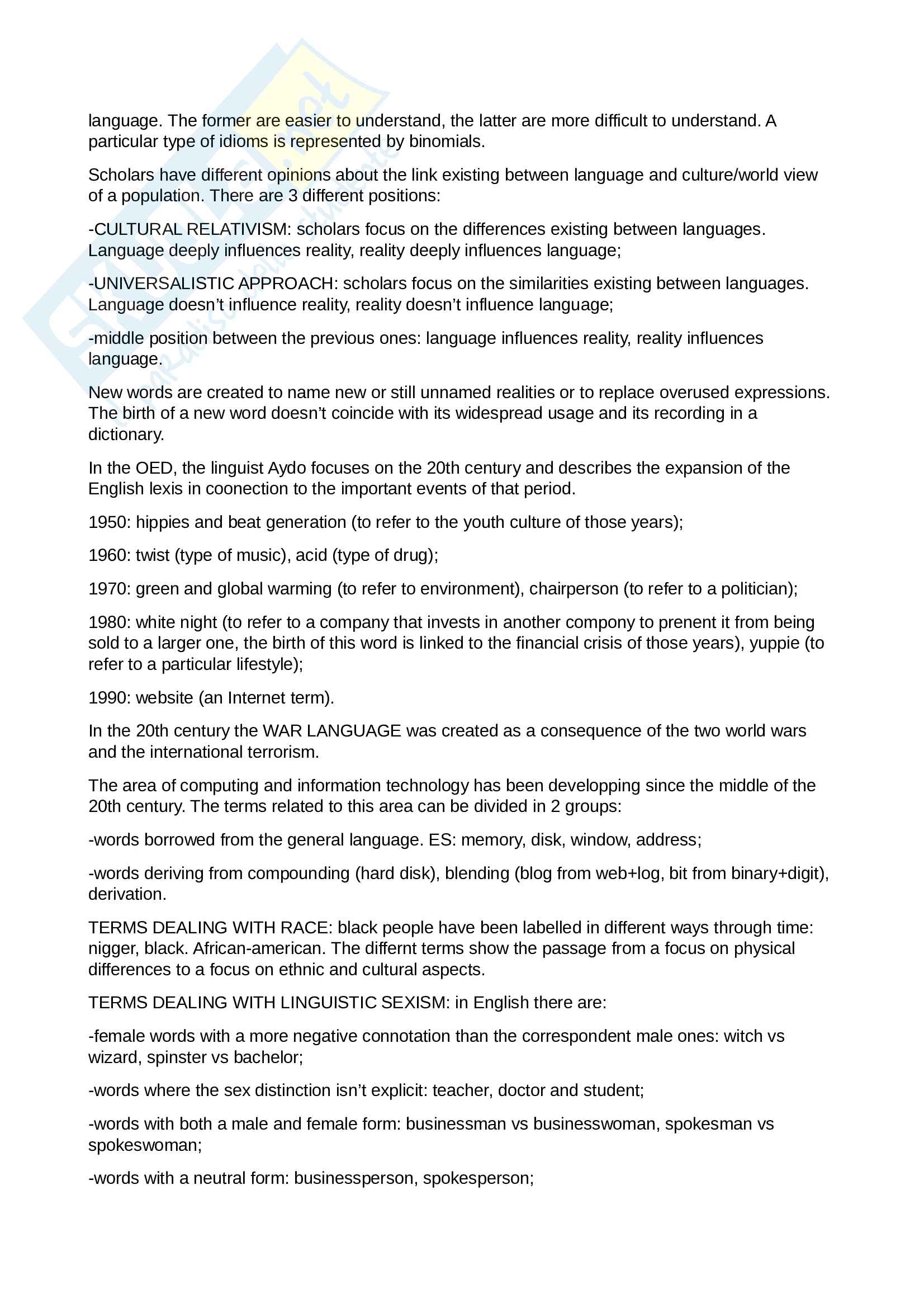 Riassunti esame di Lingua inglese II - parte lingua, morfosintassi e lessico, prof. Francesca Caracciolo, libro consigliato English lexicography. Volume II: Selected Readings, 2010, F. Caracciolo Pag. 21
