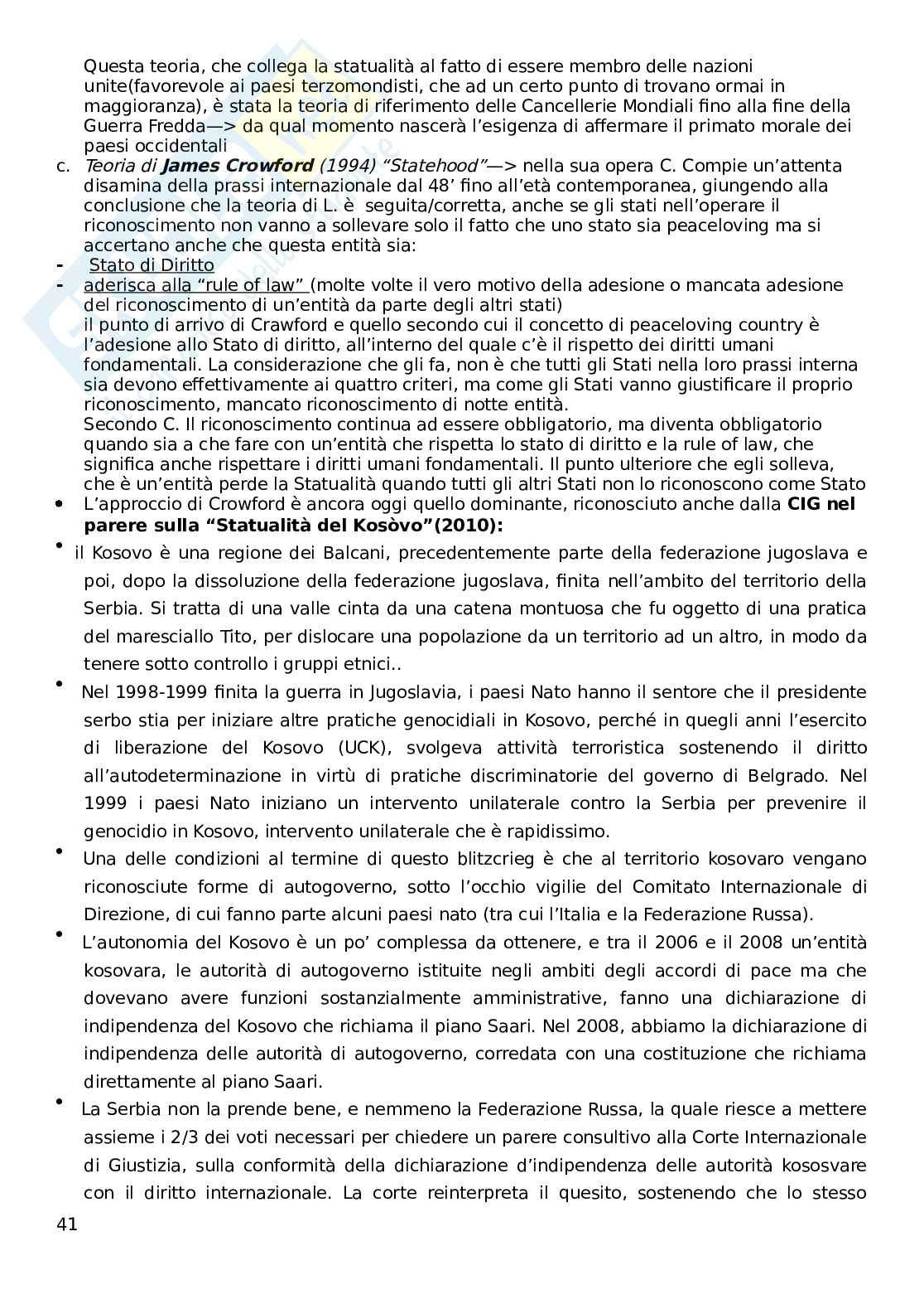 Riassunto esame Diritto internazionale, Prof. Farnelli Gian Maria, libro consigliato Corso di diritto internazionale  , Tanzi Pag. 41