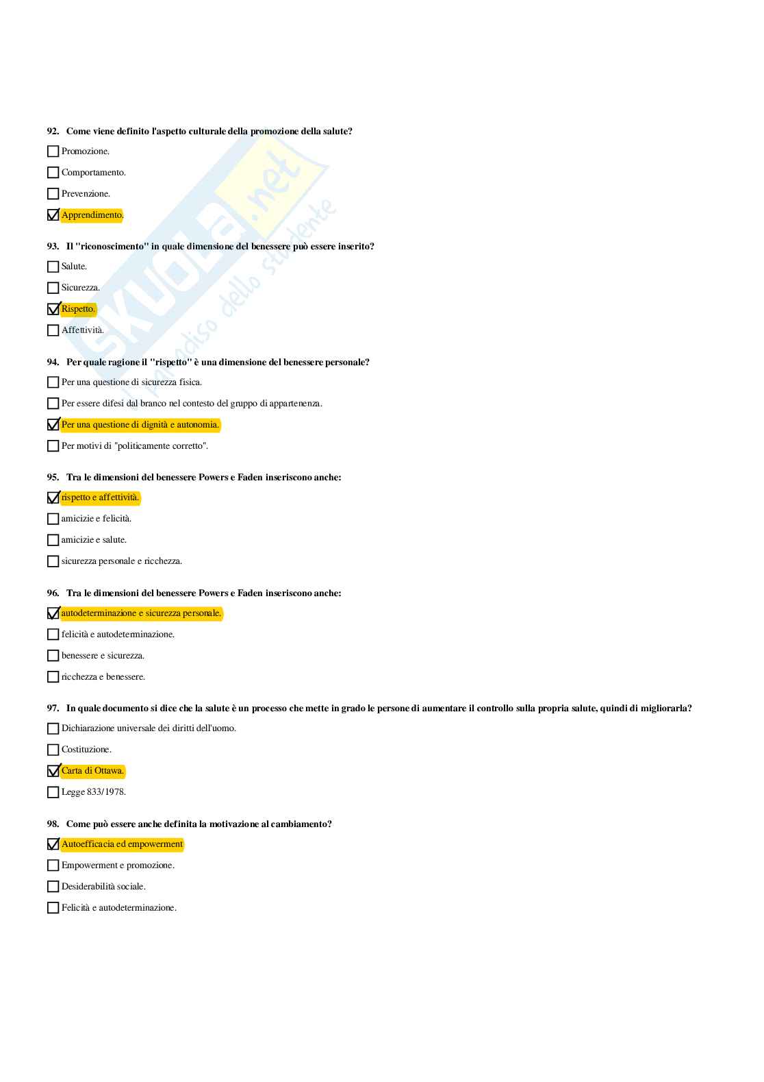 Paniere Sociologia dello sport e della salute (2026) - Risposte multiple corrette Pag. 16