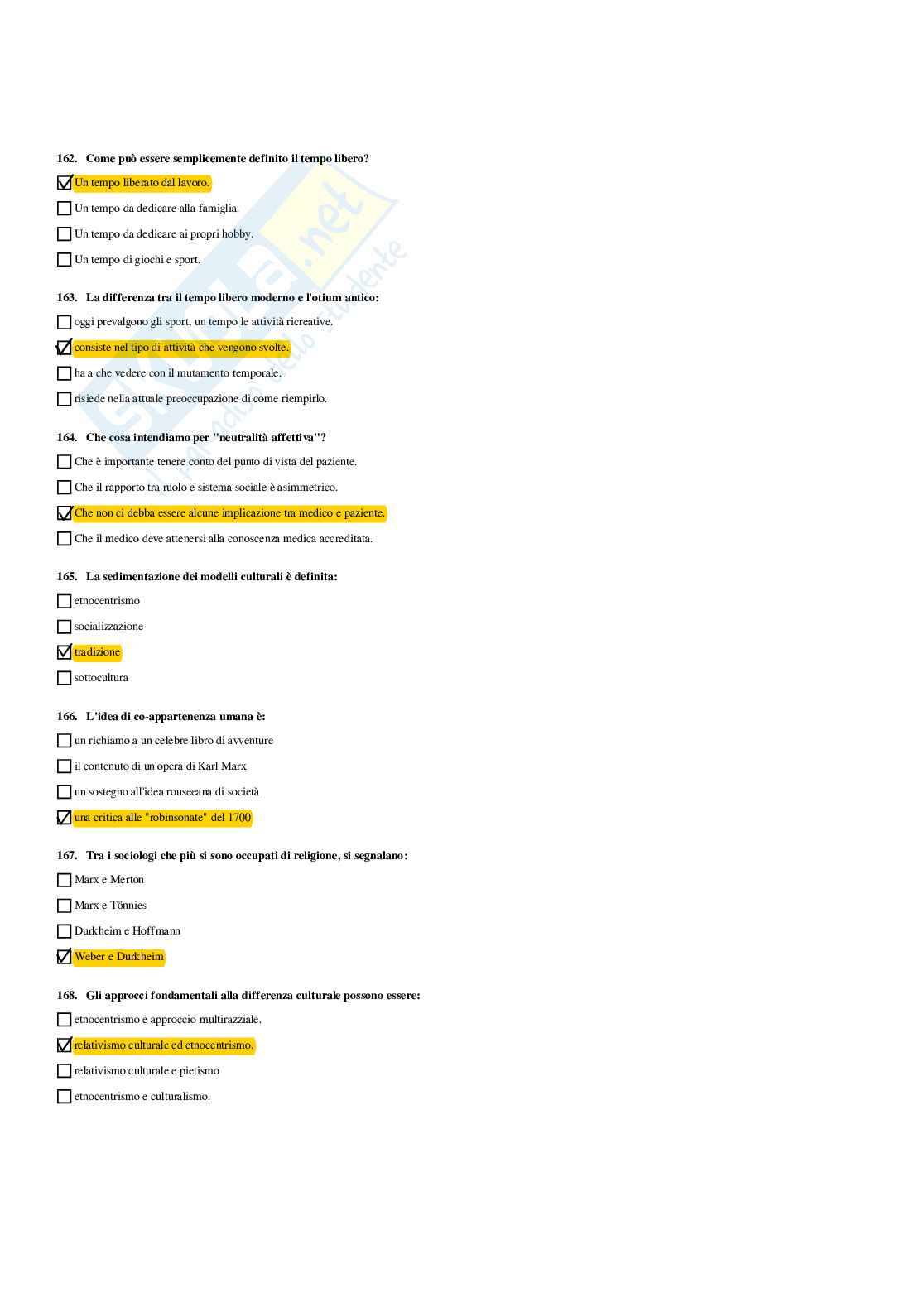 Paniere Sociologia dello sport e della salute (2026) - Risposte multiple corrette Pag. 26