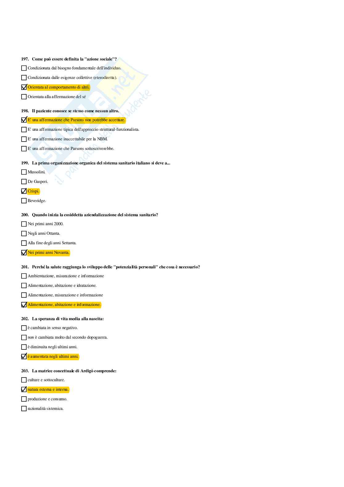 Paniere Sociologia dello sport e della salute (2026) - Risposte multiple corrette Pag. 31