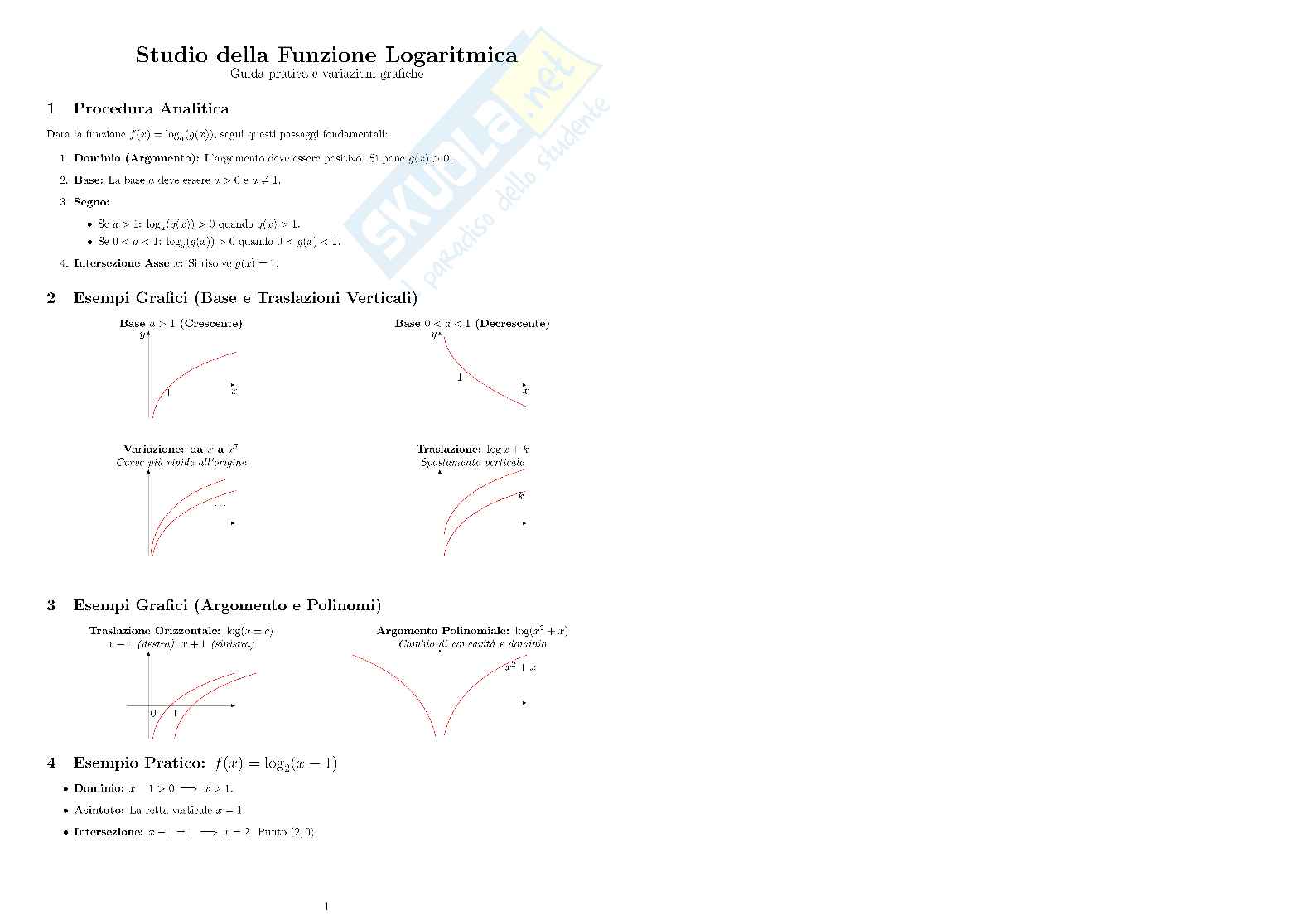 Schemi di Analisi matematica 1 sui logaritmi e gli esponenziali  Pag. 6