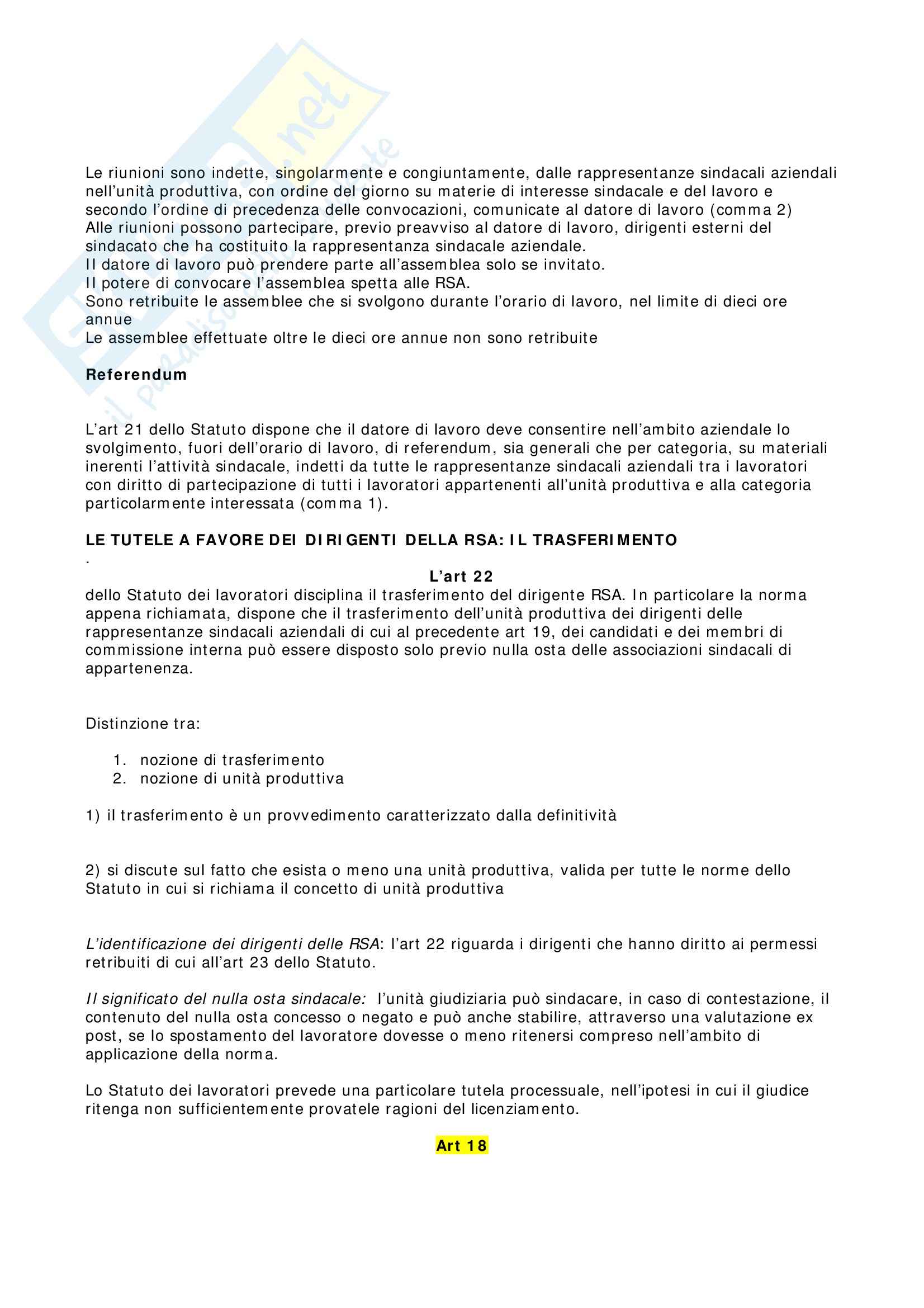 Riassunto esame Diritto del Lavoro, prof. Galantino Pag. 16