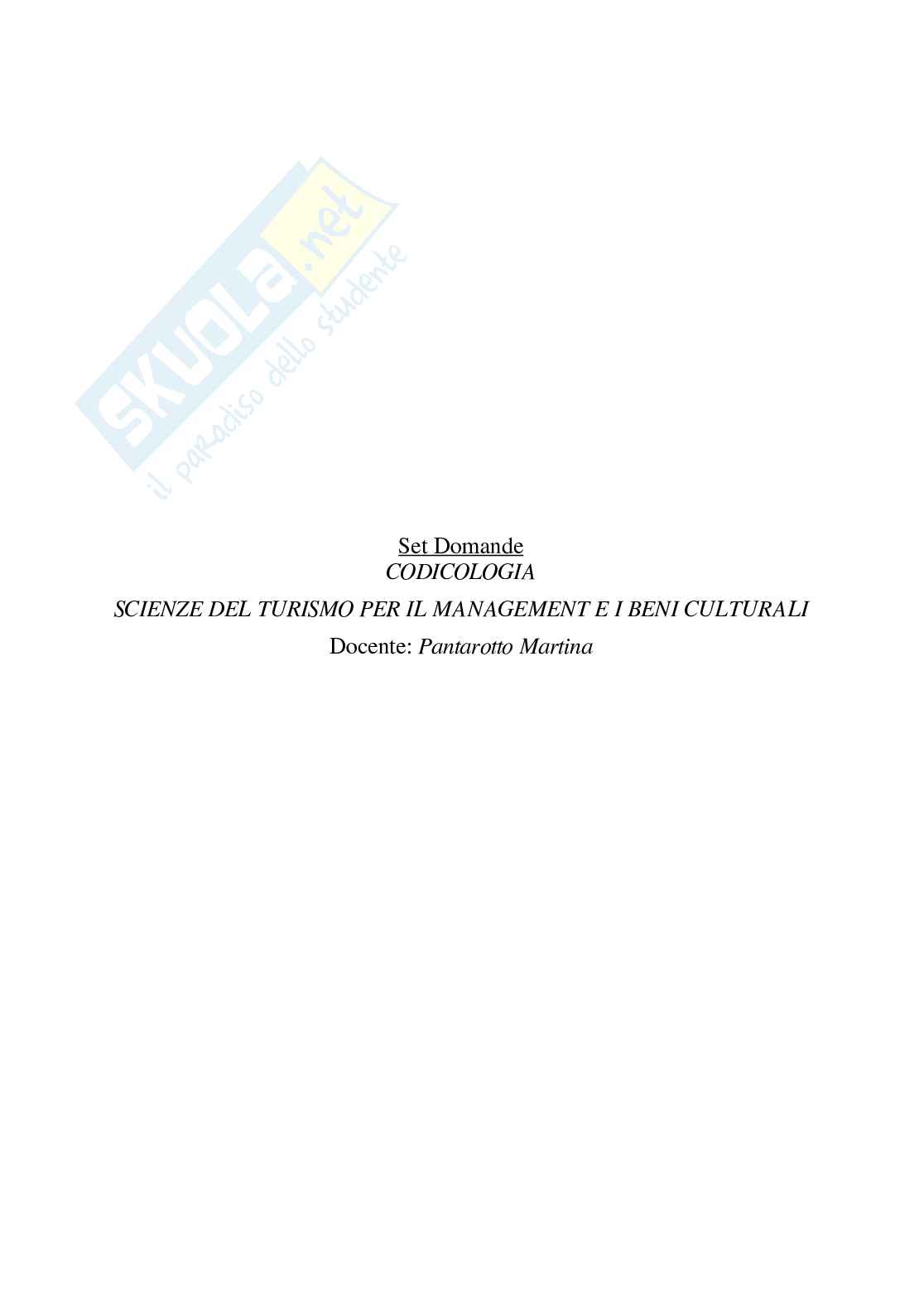 Paniere Codicologia - Risposte multiple - Scienze del turismo per il management e i beni culturali Pag. 2