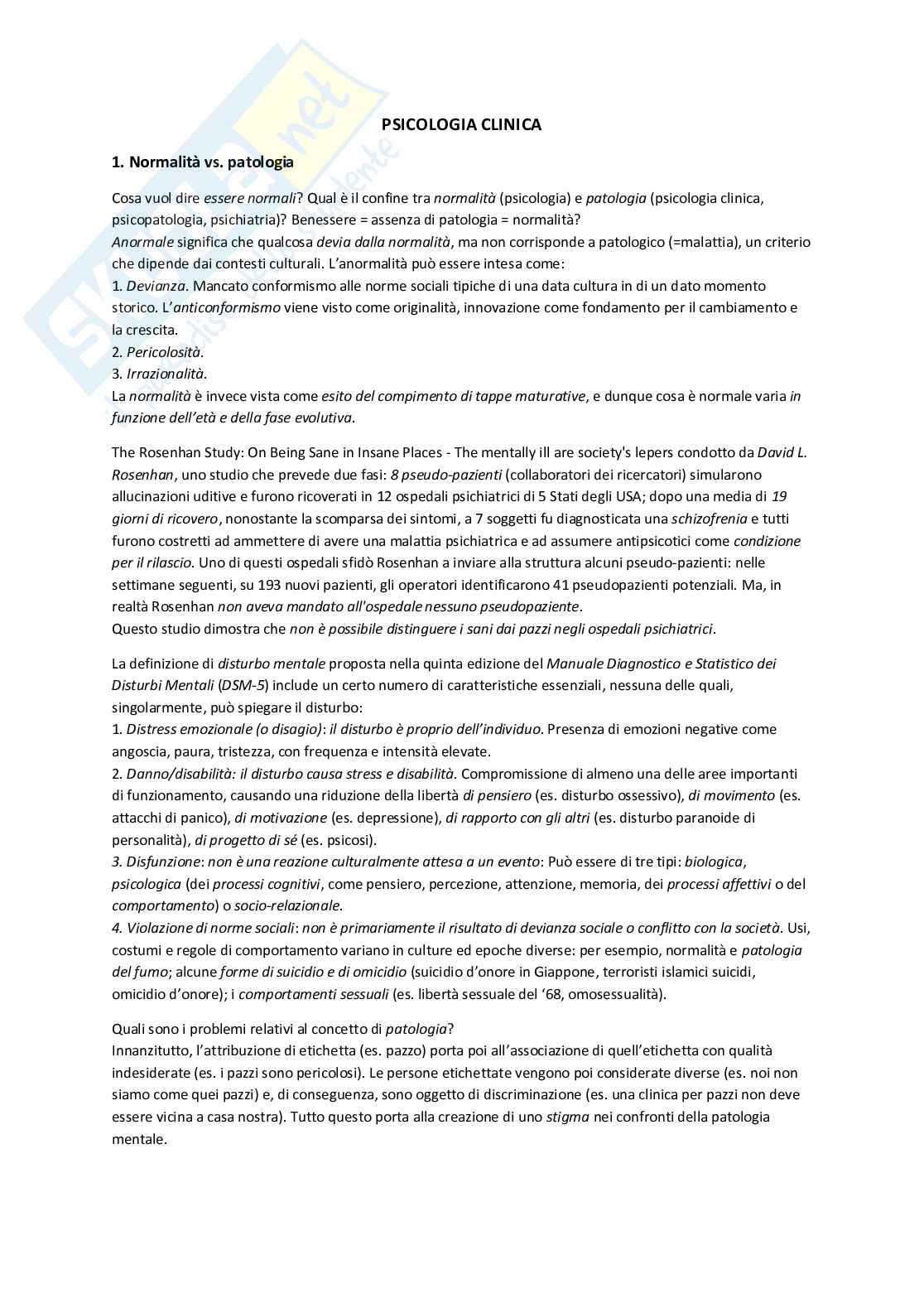 Appunti Psicologia clinica Pag. 1