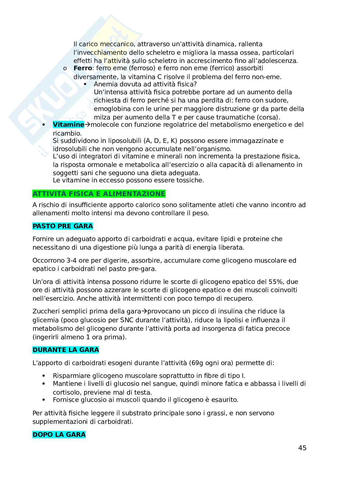Fisiologia dell'esercizio fisico Pag. 46