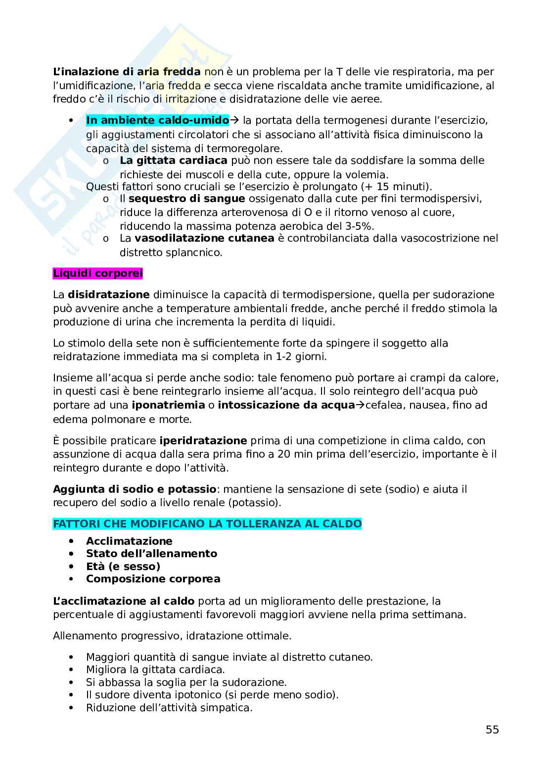 Fisiologia dell'esercizio fisico Pag. 56