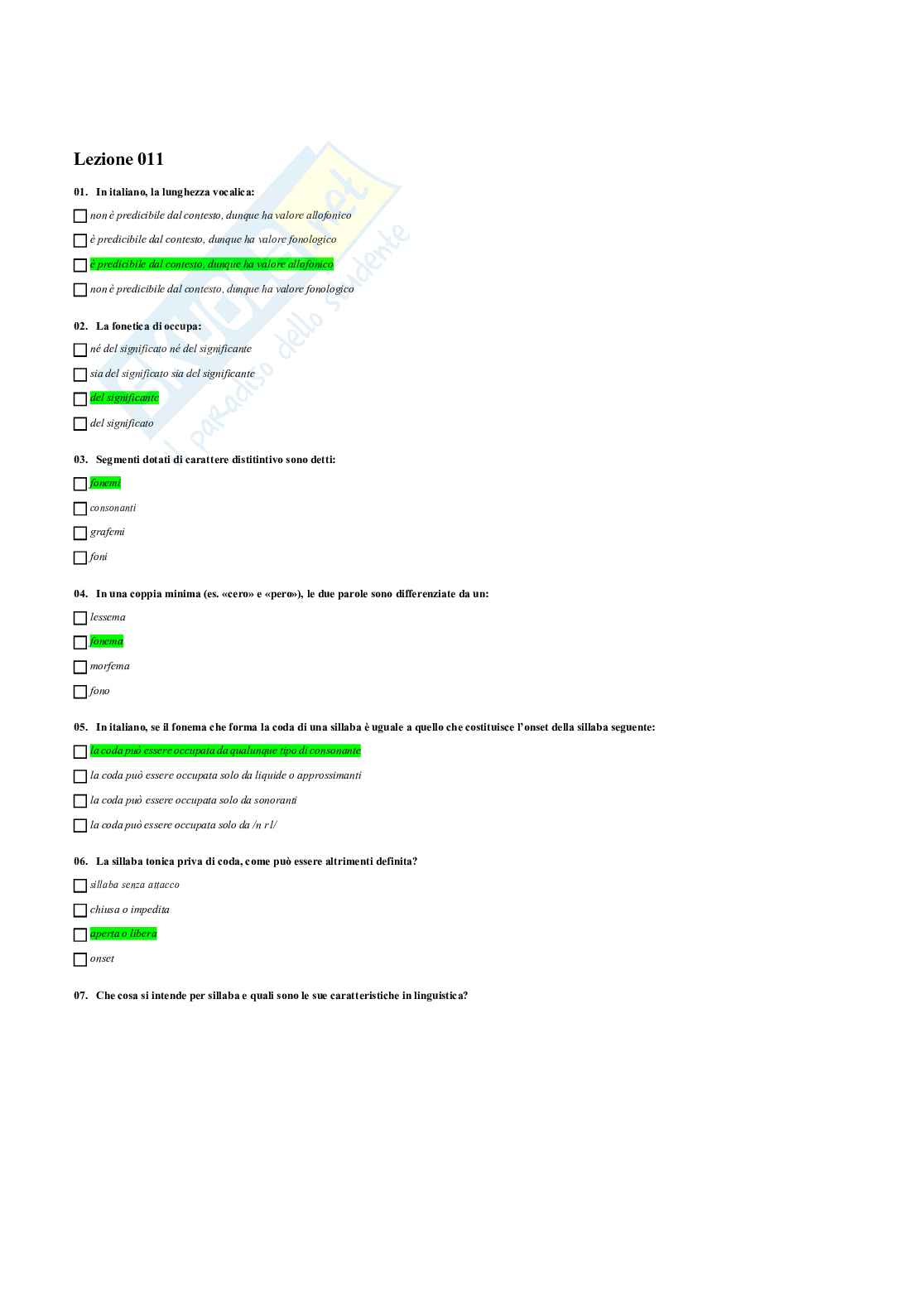 Chiuse multiple Linguistica italiana 2023-2024 Pag. 11