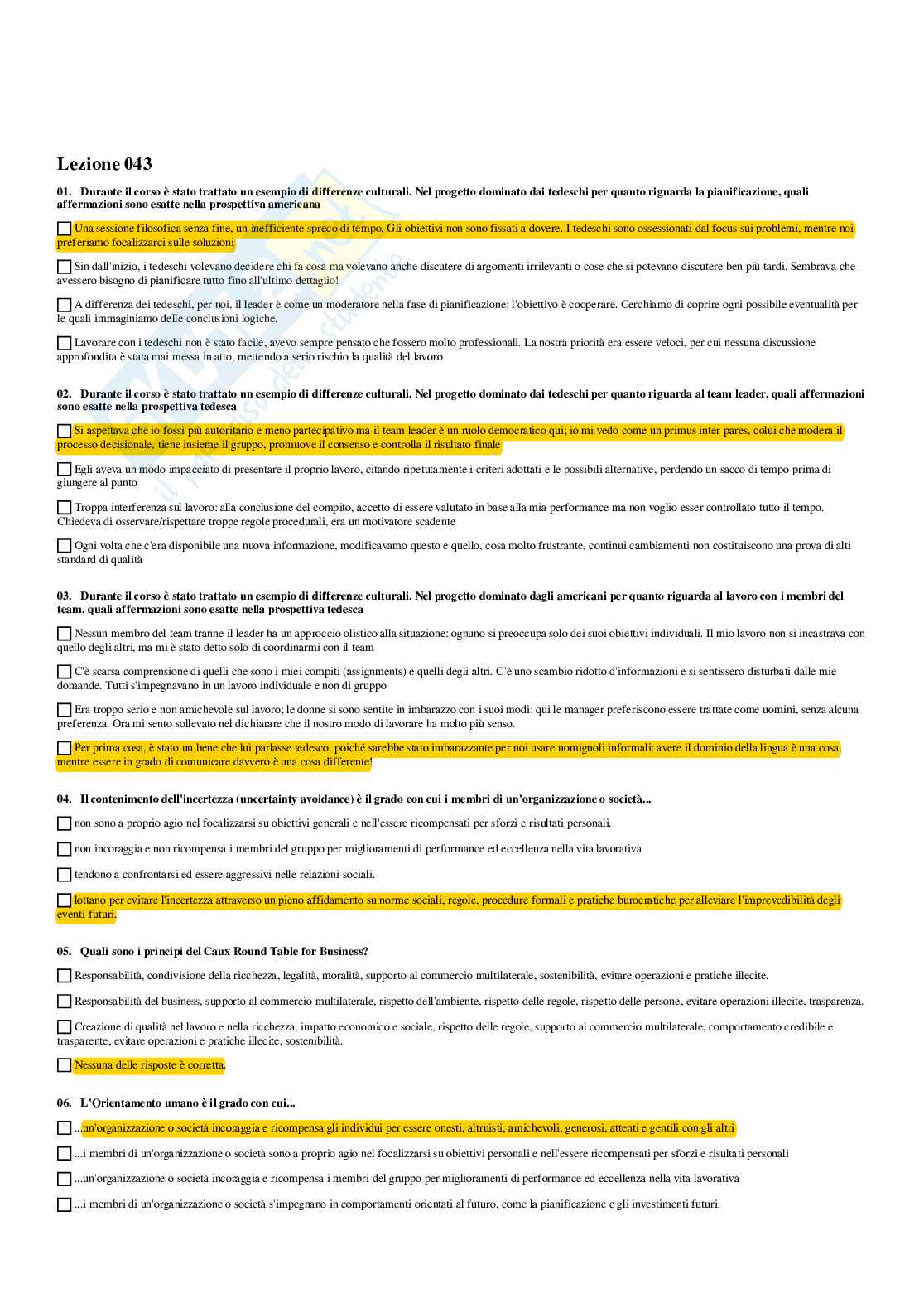 Paniere Progettazione, processi e comportamenti organizzativi - Risposte multiple - aggiornato (2026) Pag. 71