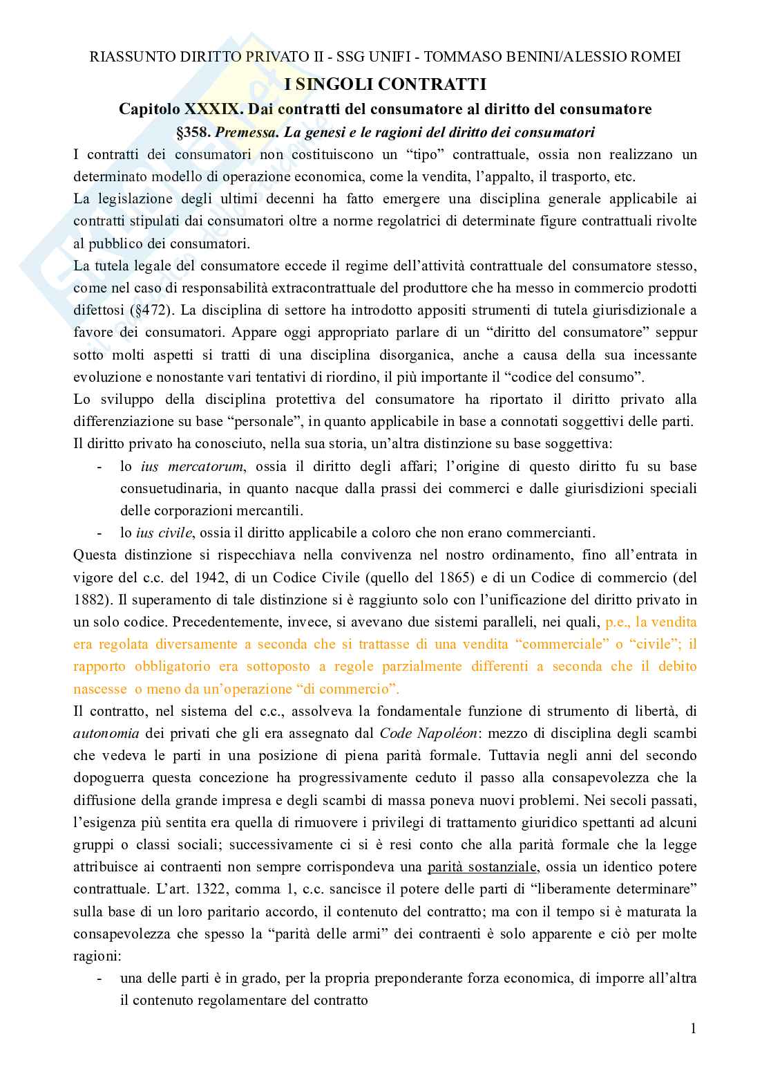 Riassunto esame Diritto privato II, Prof. Viciani Simona, libro consigliato Manuale di diritto privato, Torrente Pag. 1