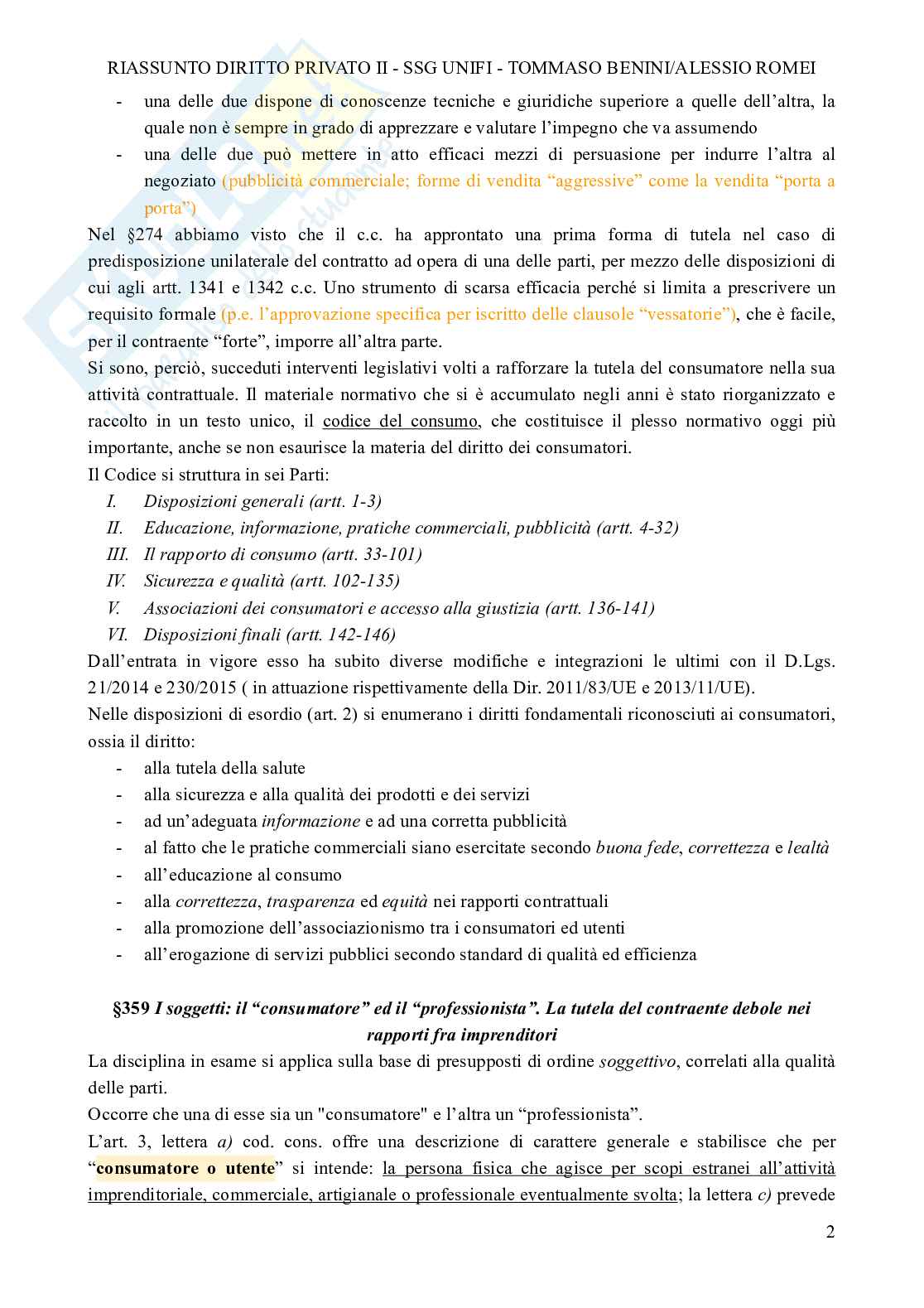 Riassunto esame Diritto privato II, Prof. Viciani Simona, libro consigliato Manuale di diritto privato, Torrente Pag. 2