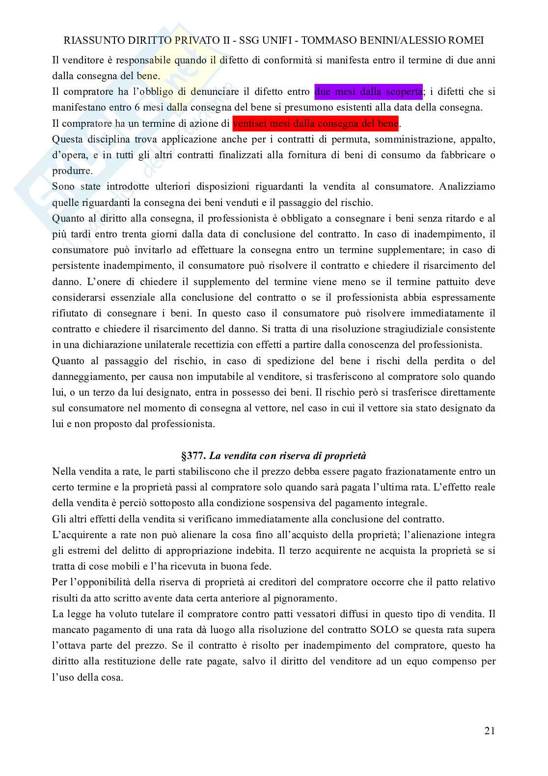 Riassunto esame Diritto privato II, Prof. Viciani Simona, libro consigliato Manuale di diritto privato, Torrente Pag. 21
