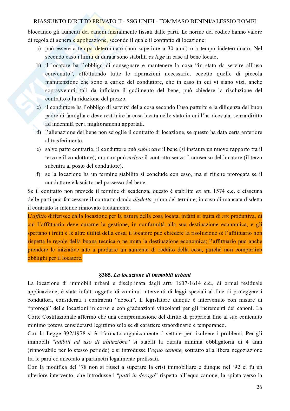 Riassunto esame Diritto privato II, Prof. Viciani Simona, libro consigliato Manuale di diritto privato, Torrente Pag. 26