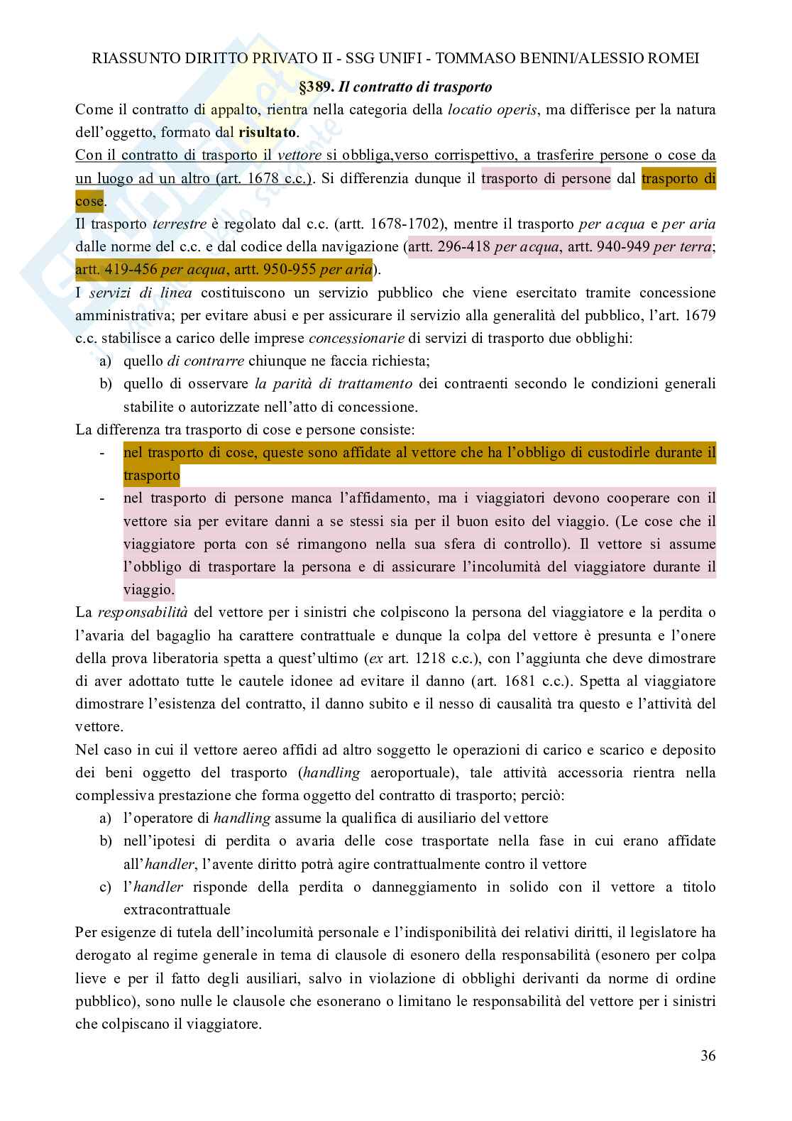 Riassunto esame Diritto privato II, Prof. Viciani Simona, libro consigliato Manuale di diritto privato, Torrente Pag. 36